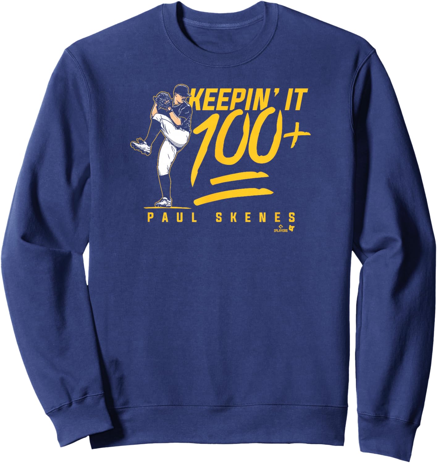 Paul Skenes - Keepin' It 100+ - Pittsburgh Baseball Sweatshirt - Sweatshirt | Navy