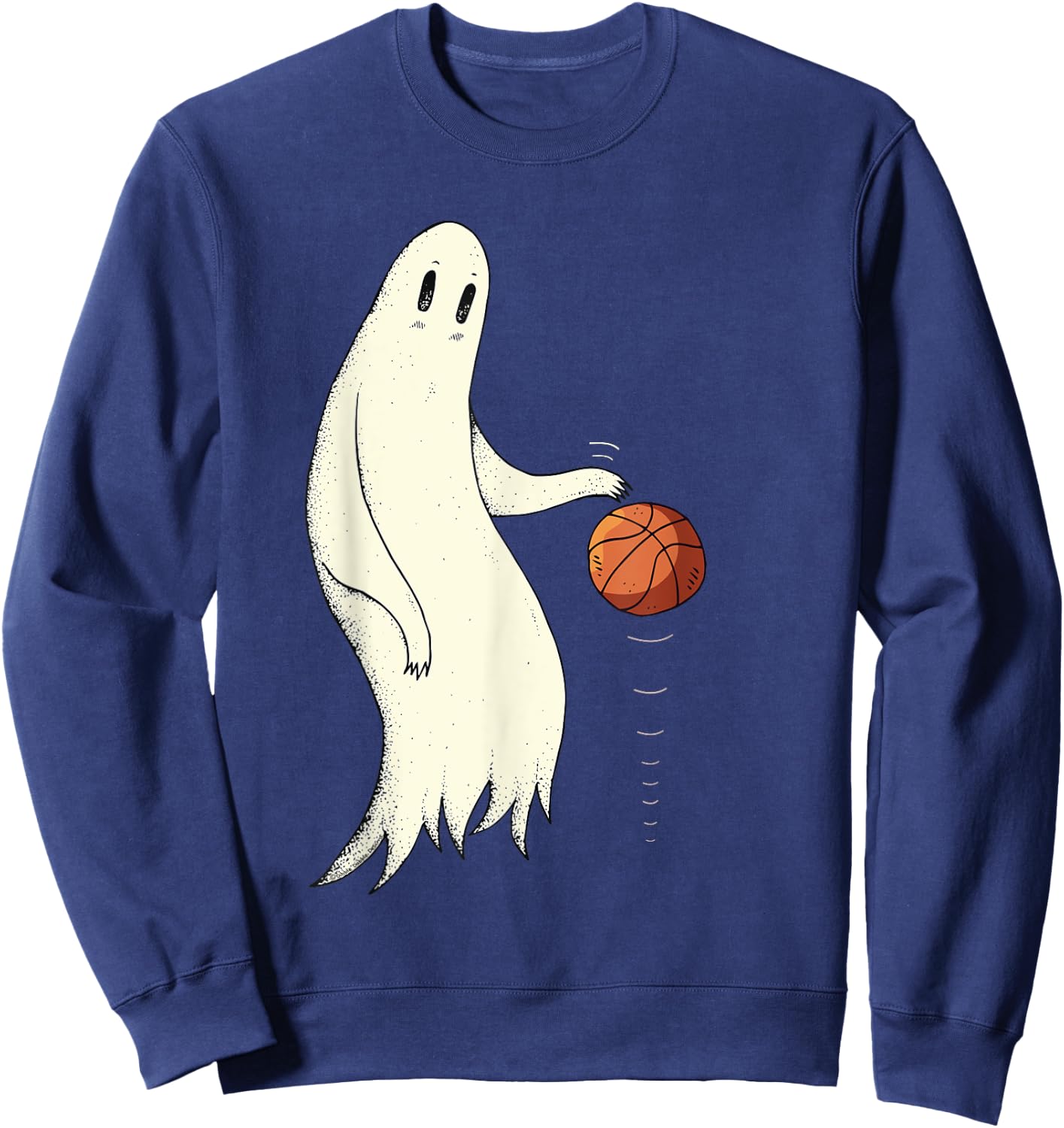 Funny Cool Ghost Dribbling Basketball - Halloween Basketball Sweatshirt - Sweatshirt | Navy