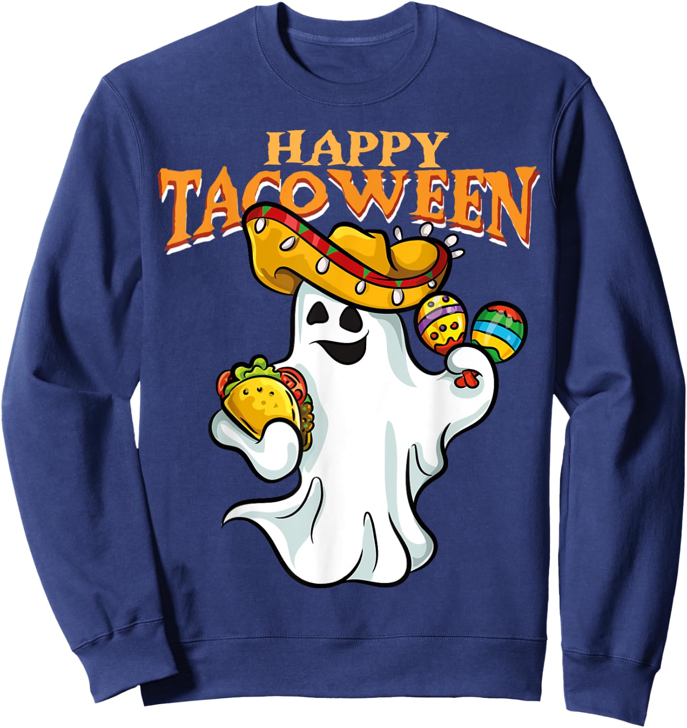 Tacoween Halloween Mexico Mexican Ghost Taco Costume Sweatshirt - Sweatshirt | Navy