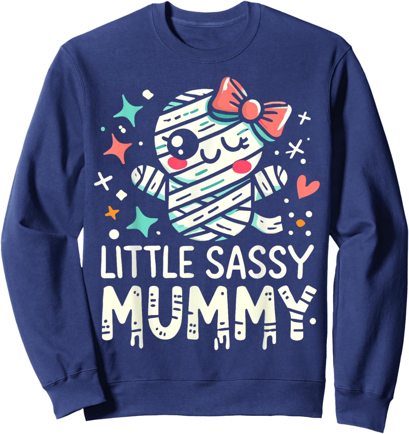 Kids Little Sassy Mummy Girl Cute Mummy Halloween Decor Sweatshirt - Sweatshirt | Navy