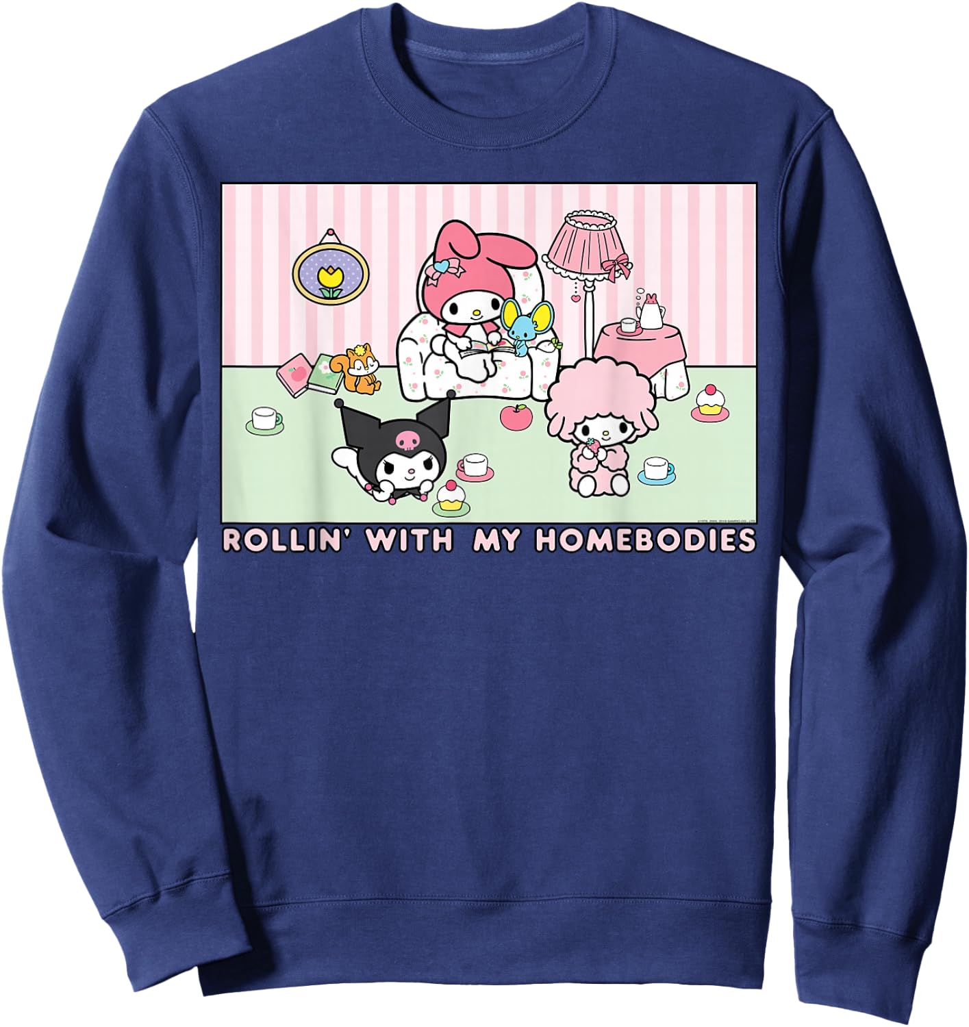 My Melody and Kuromi Rollin with My Homebodies Small Sweatshirt - Sweatshirt | Navy