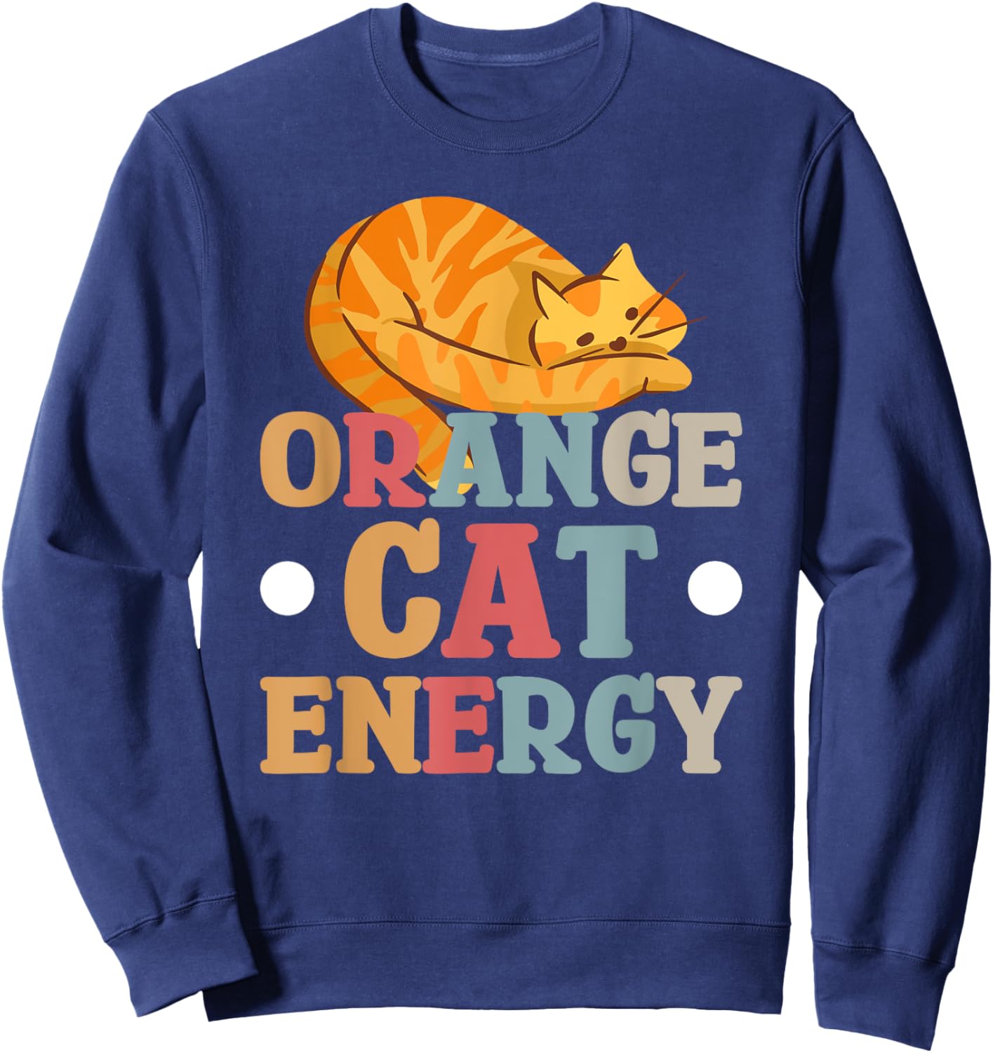 Orange Cat Energy Men Women Kids Sweatshirt - Sweatshirt | Navy
