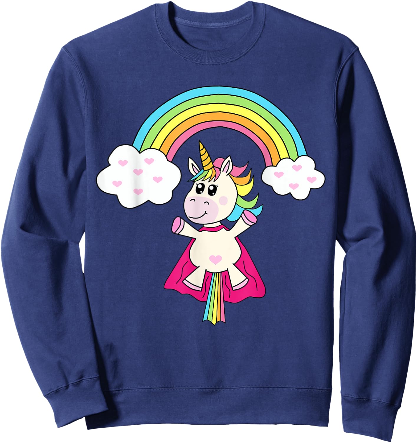 Unicorn Superhero flies to the rainbow Sweatshirt - Sweatshirt | Navy