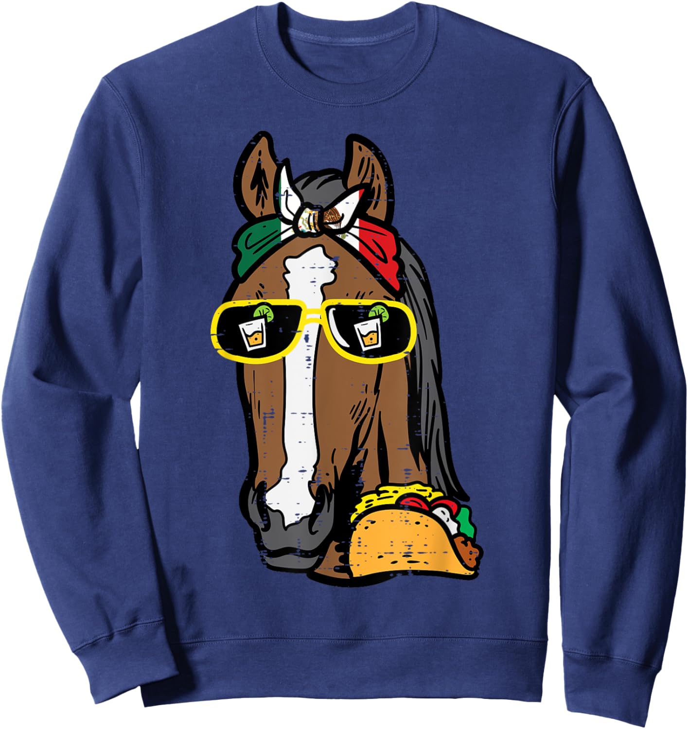 Horse Mexico Flag Cinco De Mayo Mexican Independence Day Sweatshirt - Sweatshirt | Navy