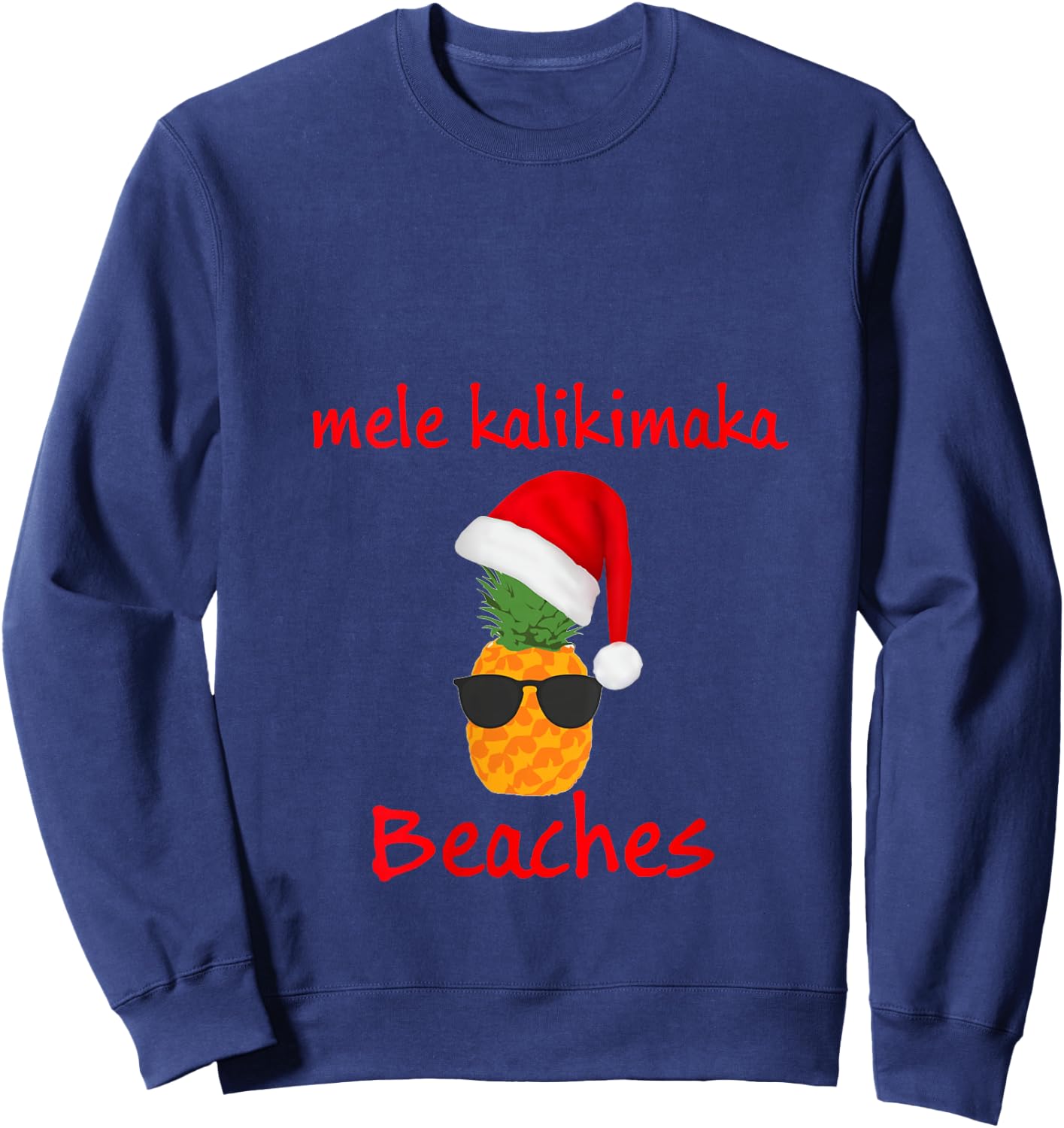 Mele Kalikimaka beaches Sunglasses Merry Hawaiian Christmas V-Neck Sweatshirt - Sweatshirt | Navy