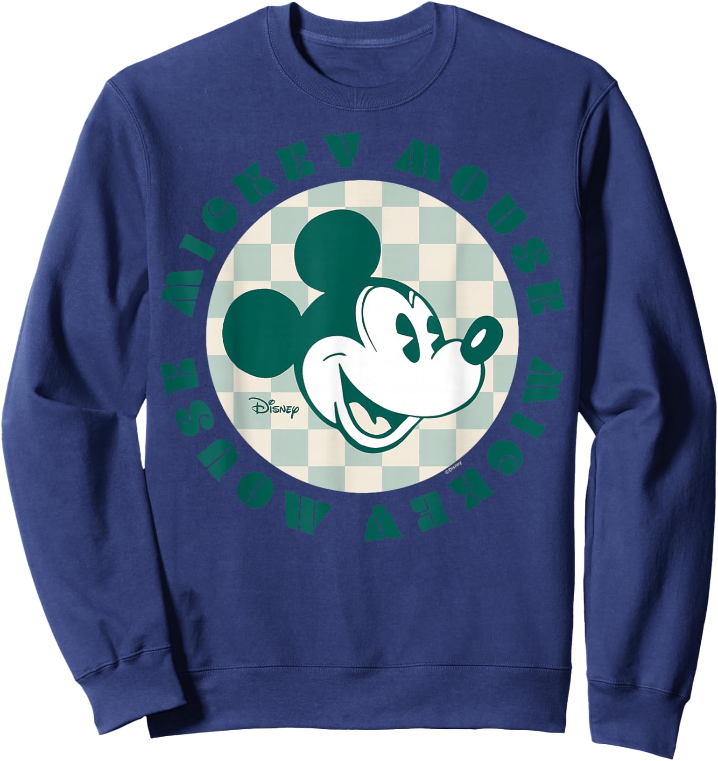Mickey Mouse - Checker Print Sweatshirt - Sweatshirt | Navy