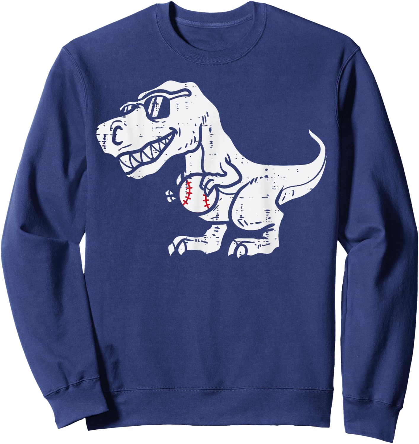 Trex Dinosaur Baseball Cute Sports Catcher Player Kids Boys Sweatshirt - Sweatshirt | Navy