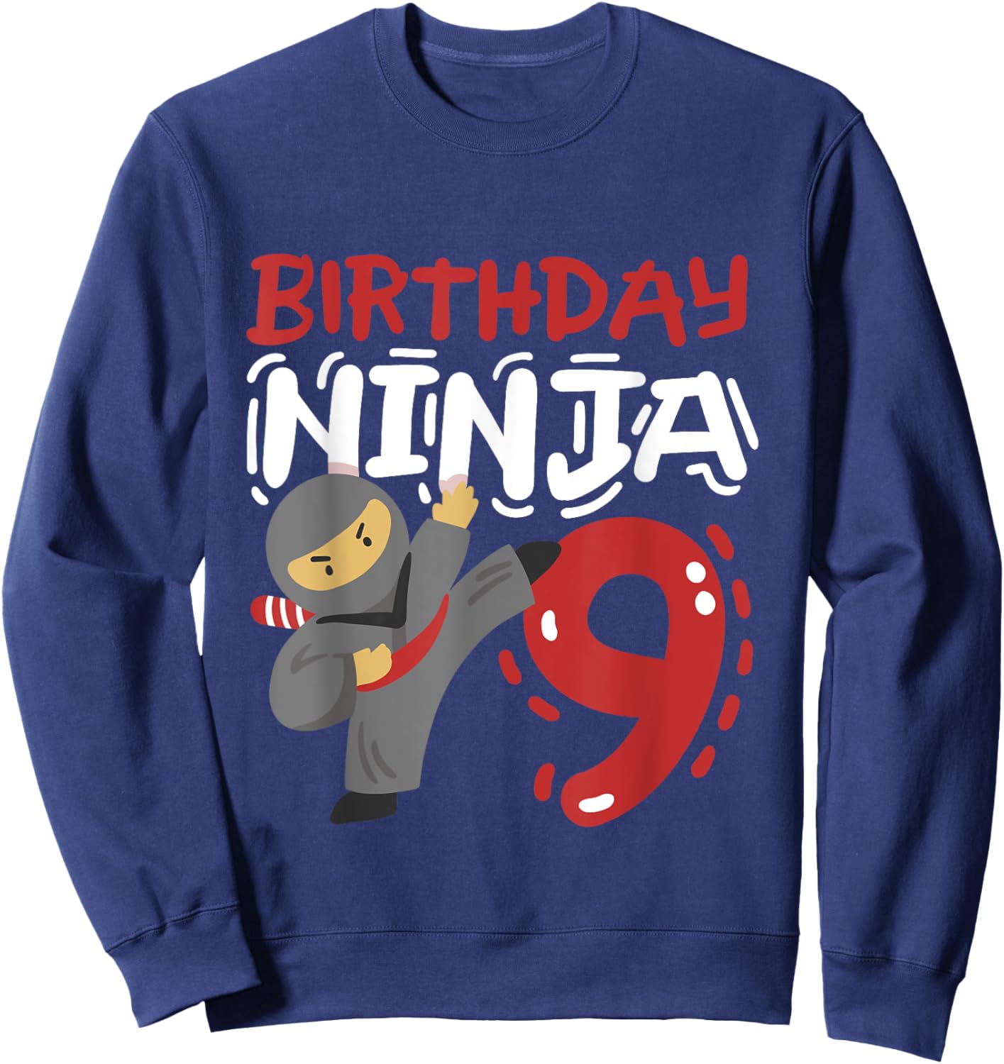 Birthday Ninja 9 Years Old Karate Kids 9th Birthday Boys Sweatshirt - Sweatshirt | Navy