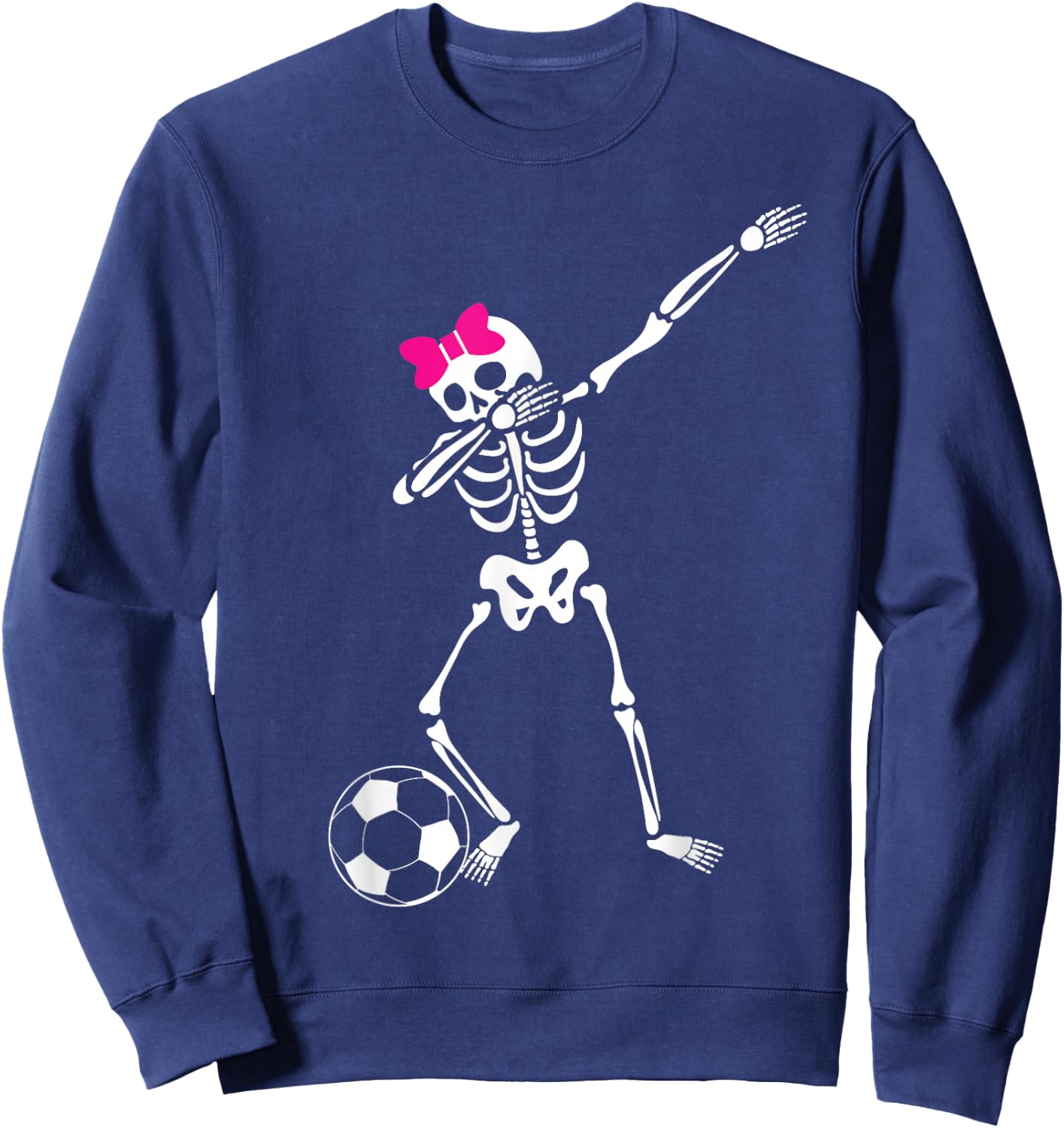 Dabbing Skeleton Girl Soccer Halloween Sweatshirt - Sweatshirt | Navy