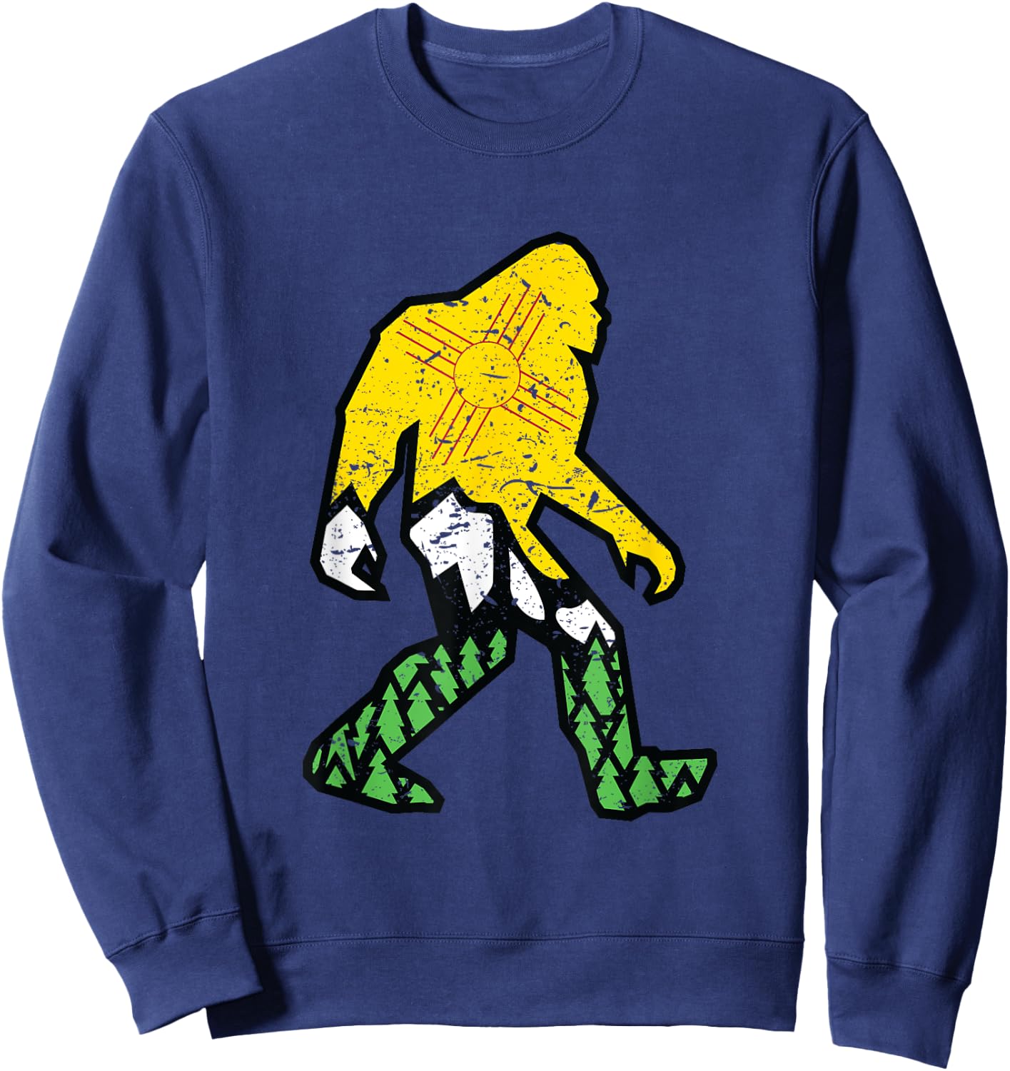 Cool Sasquatch is Real New Mexican Flag Yeti Hide & Seek NM Sweatshirt - Sweatshirt | Navy