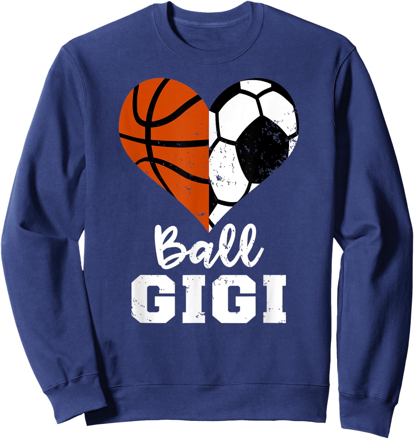 Ball Gigi Funny Soccer Basketball Heart Sweatshirt - Sweatshirt | Navy