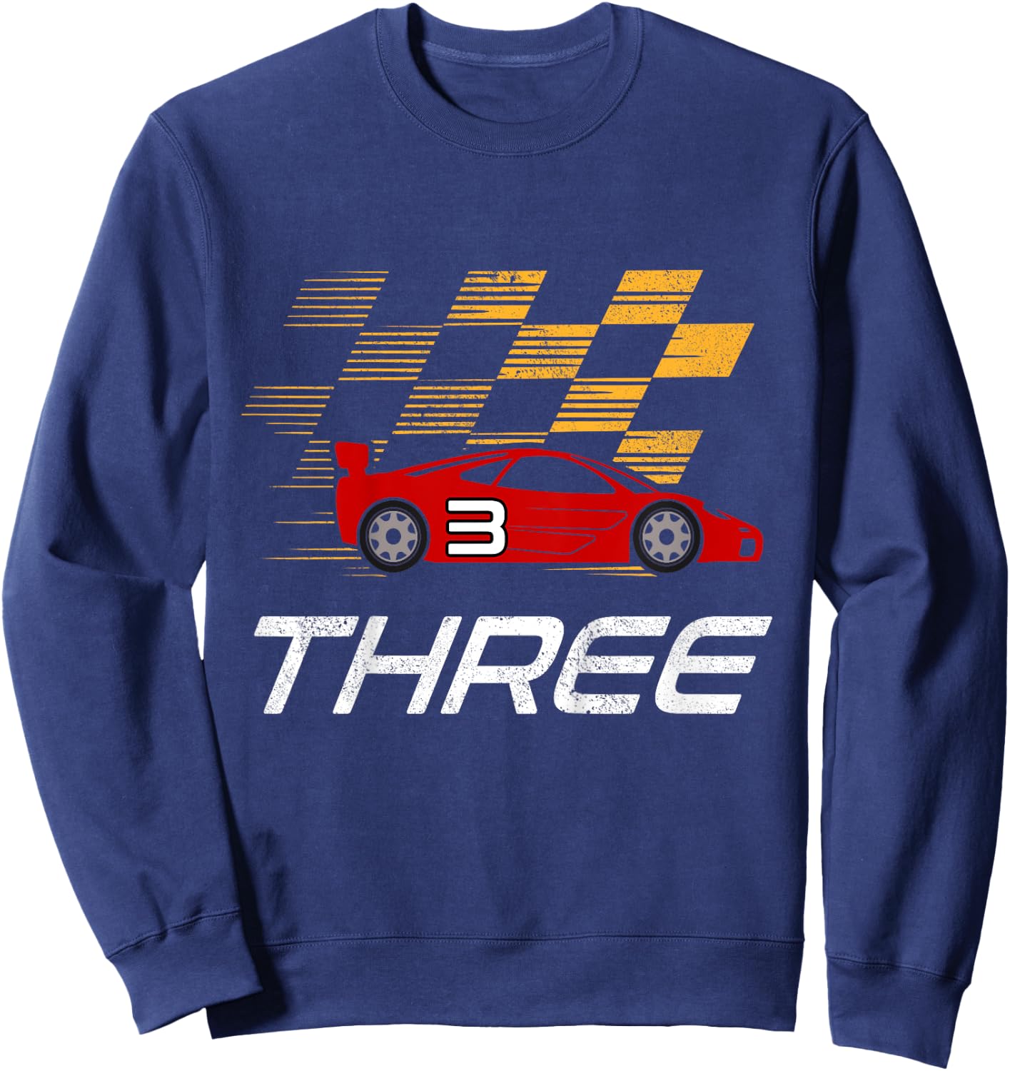 Kids 3rd Birthday Racing Driver Costume 3 Years Old Racing Car Sweatshirt - Sweatshirt | Navy