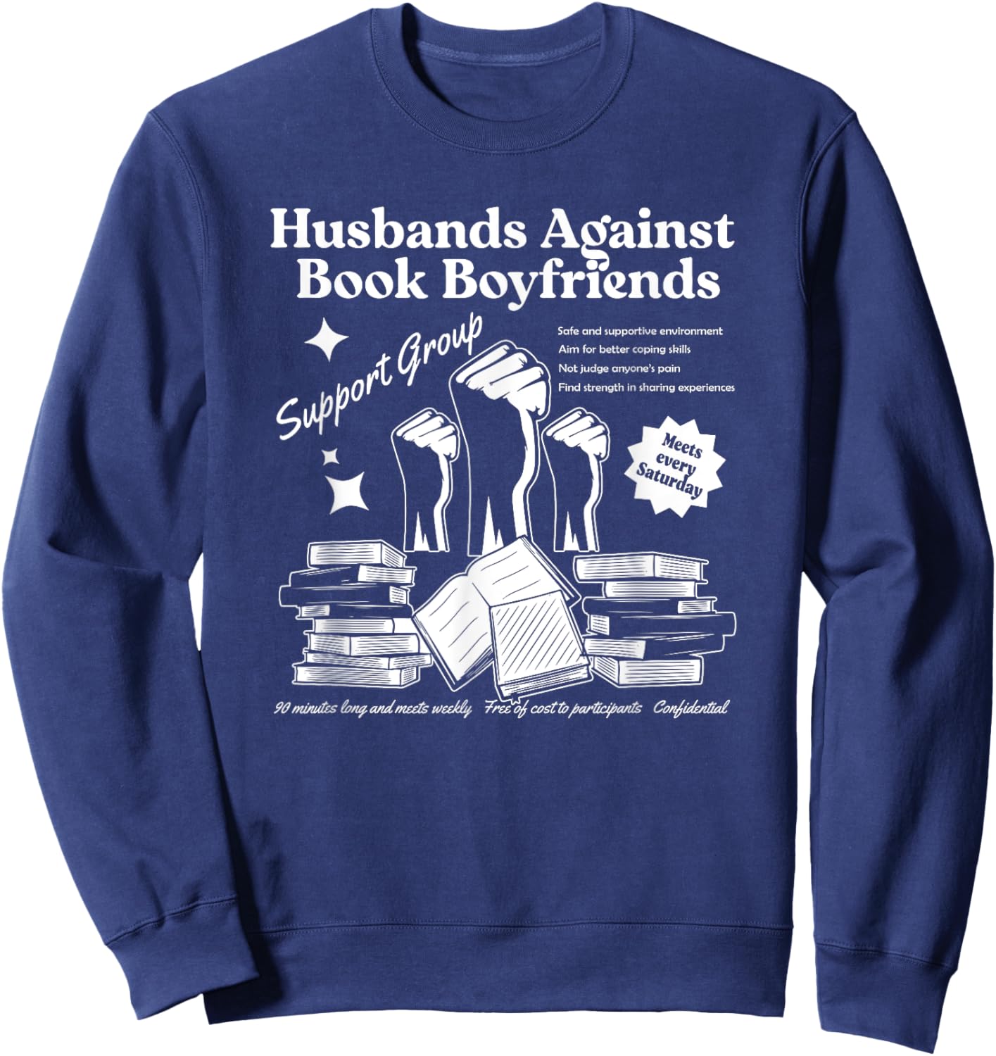 Husbands Against Book Boyfriends, Book Boyfriends Club Sweatshirt - Sweatshirt | Navy
