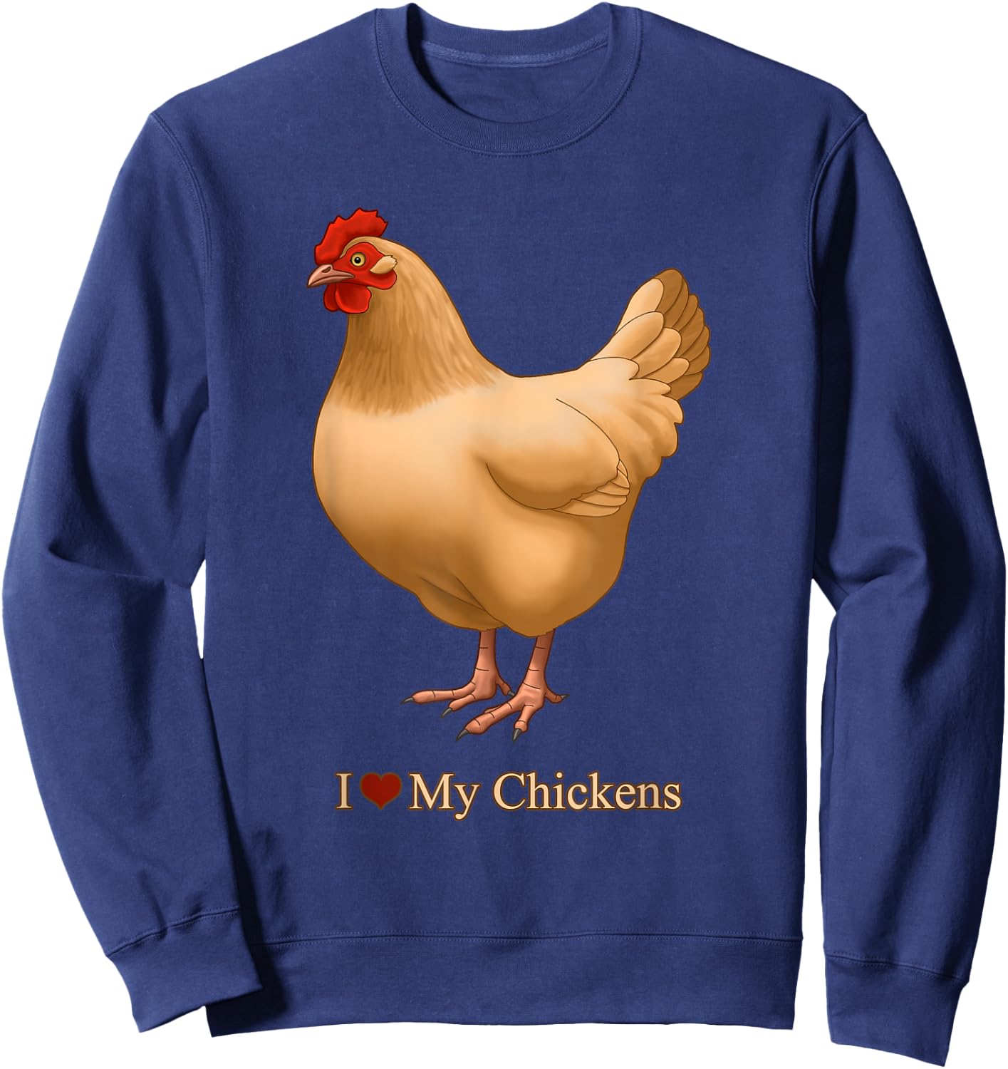 I Heart (Love) My Chickens Buff Orpington Hen Sweatshirt - Sweatshirt | Navy