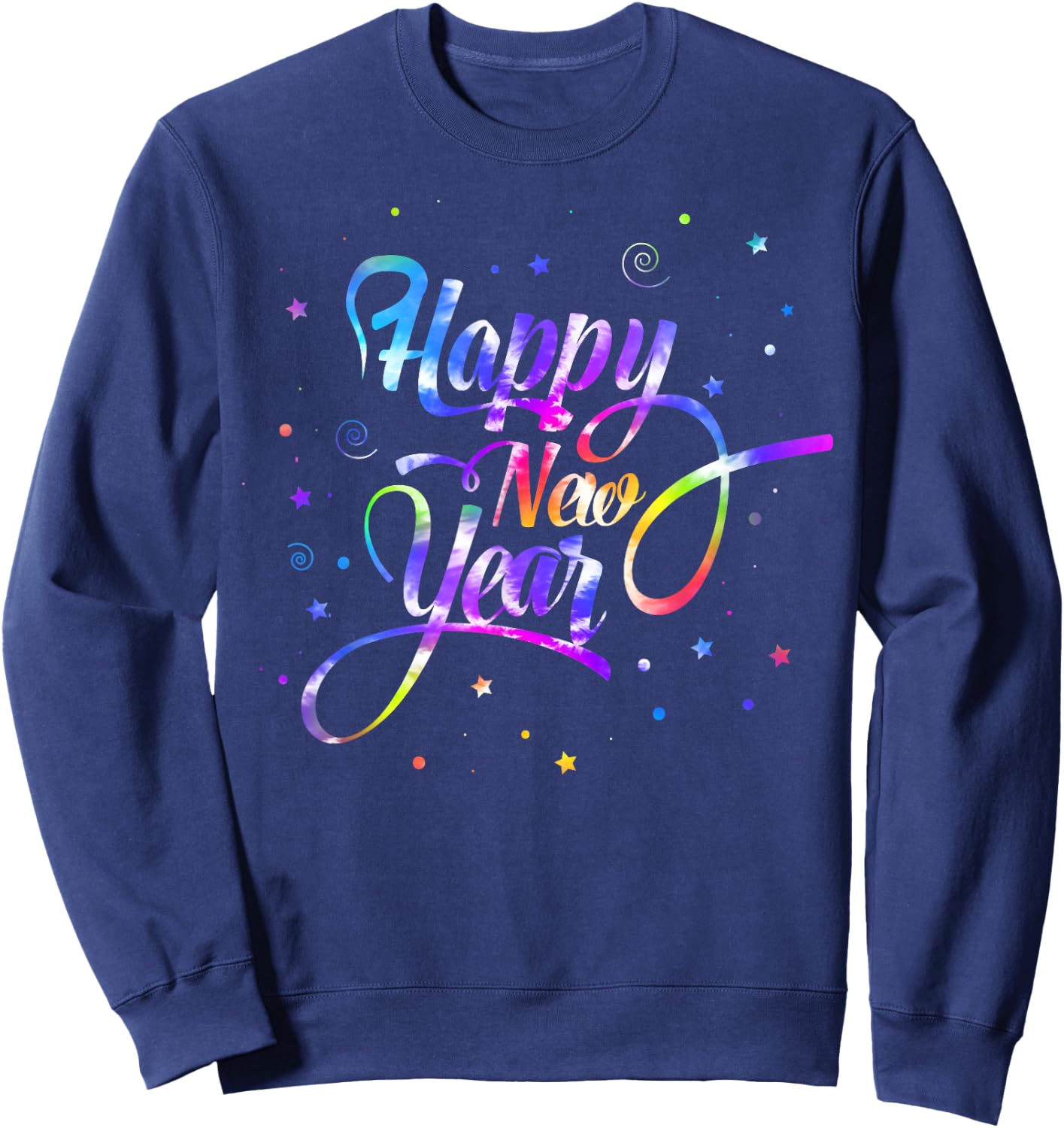 Amb Happy New Year 2025 New Year's Eve NYE Party Funny Modern Tie-Dye Black -Kids Winter Party Sweatshirt - Sweatshirt | Navy