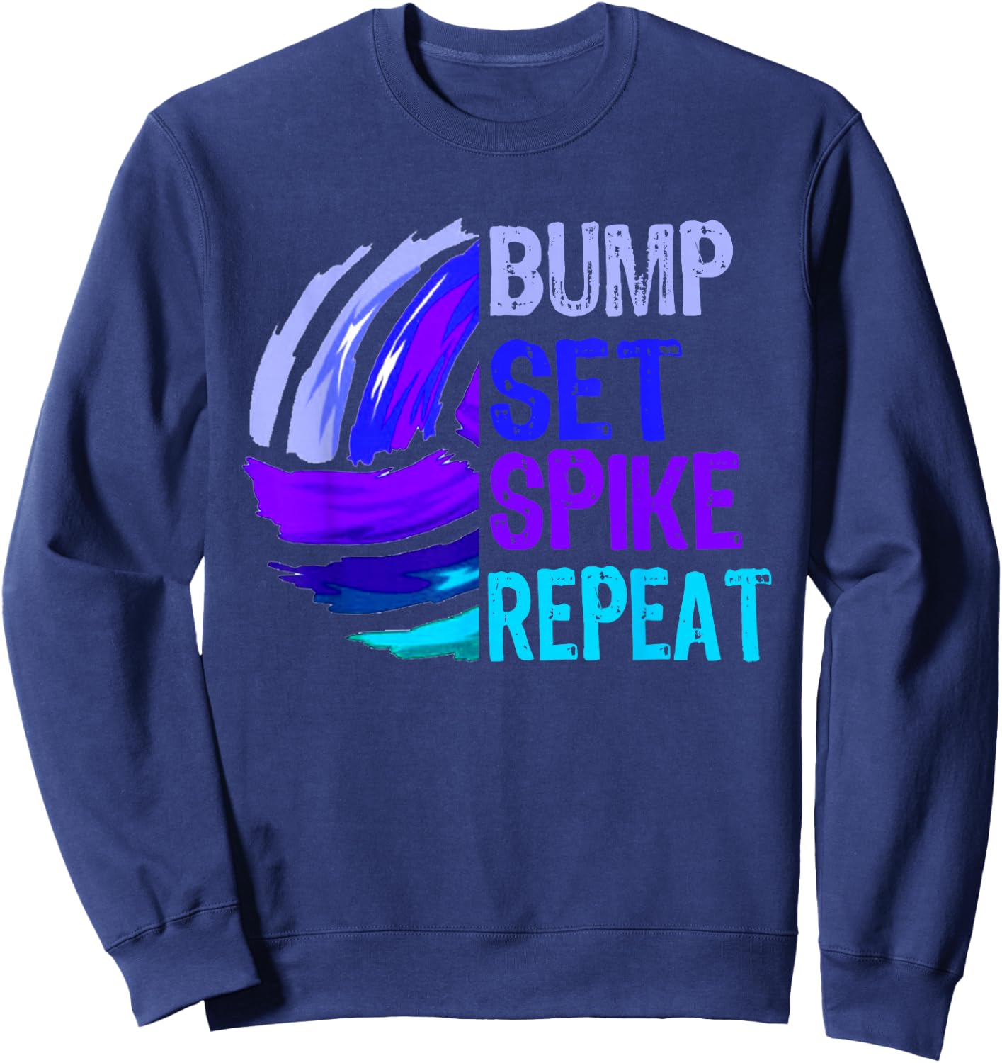 Girls Volleyball Bump Set Spike Repeat Blue/Purple Sweatshirt - Sweatshirt | Navy