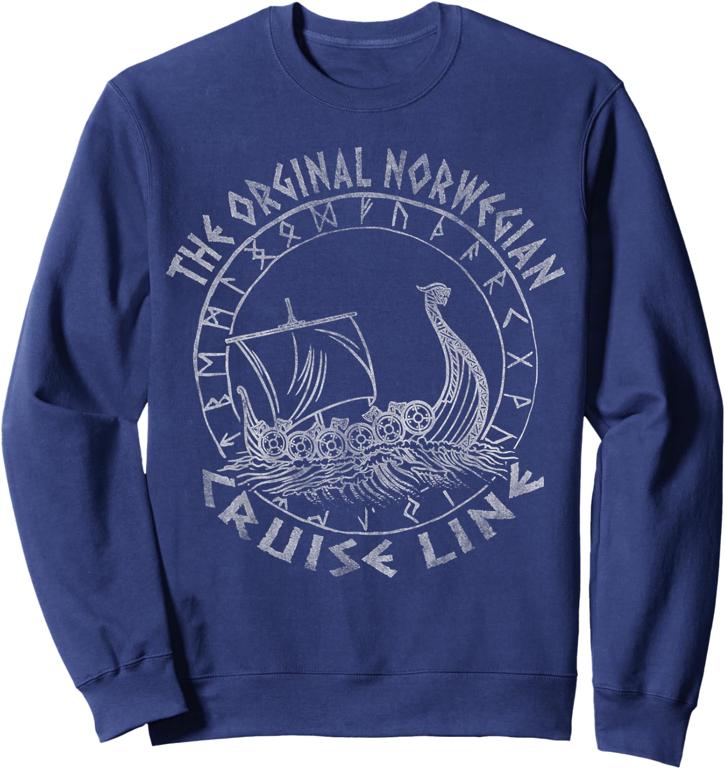 The Original Norwegian Cruise Line Rune Circle Viking Ship Sweatshirt - Sweatshirt | Navy