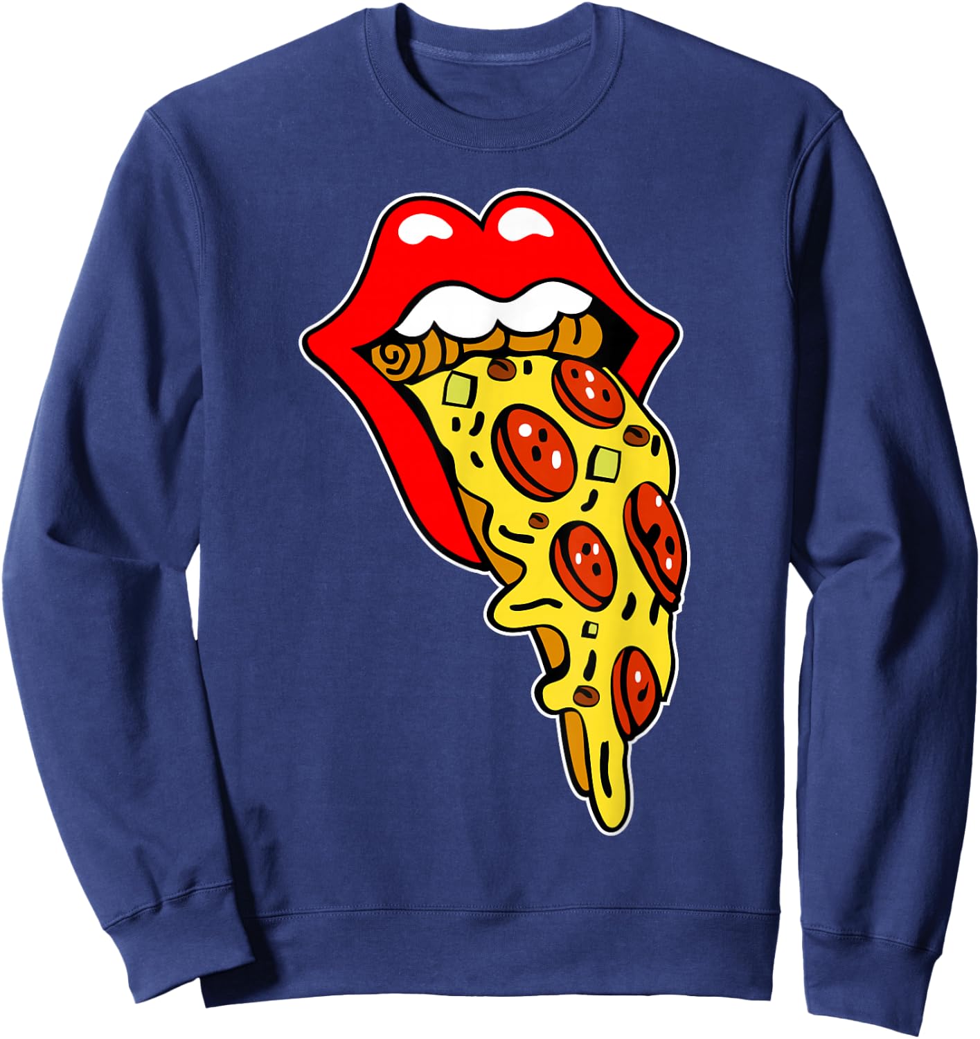 Pizza Mouth Lips Sweatshirt - Sweatshirt | Navy