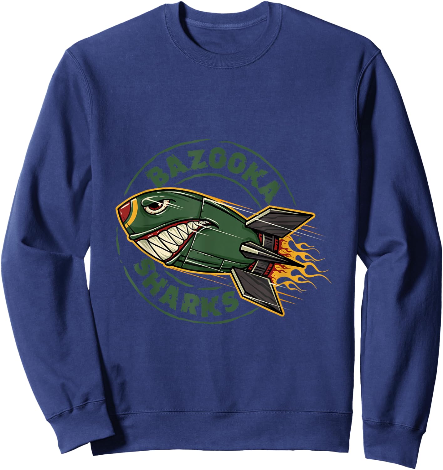 Bazzoka Sharks Flying Rocket Weapon Bazooka Sweatshirt - Sweatshirt | Navy