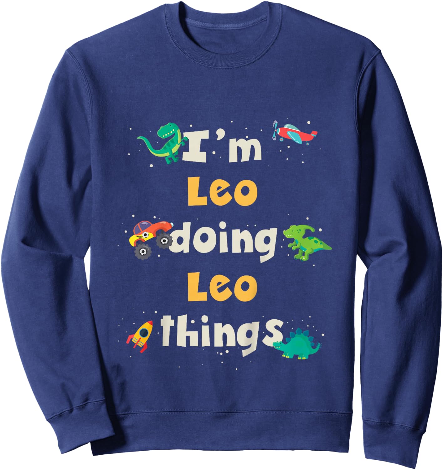 Kids Cool Leo Personalized First Name Boys Sweatshirt - Sweatshirt | Navy