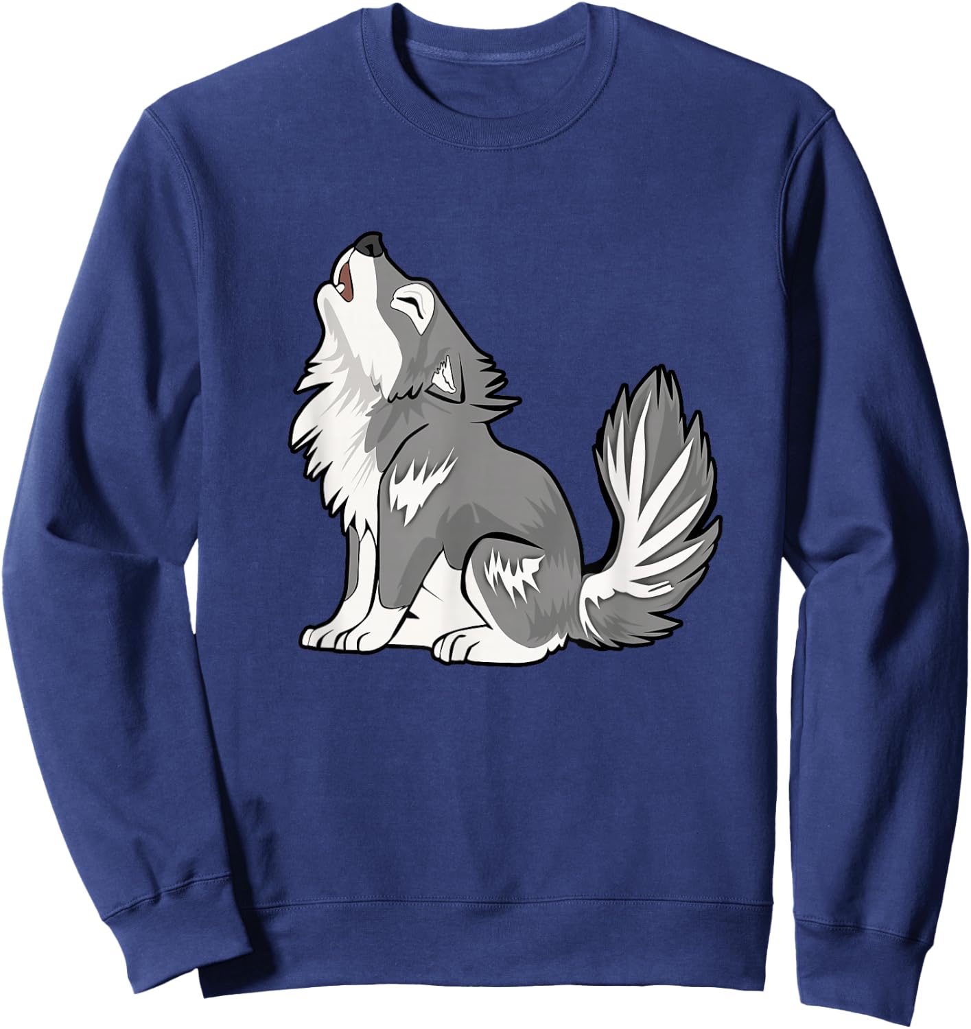 Cute Baby Howling Wolf Cub Sketch Gifts Costume Stuff Kids Sweatshirt - Sweatshirt | Navy
