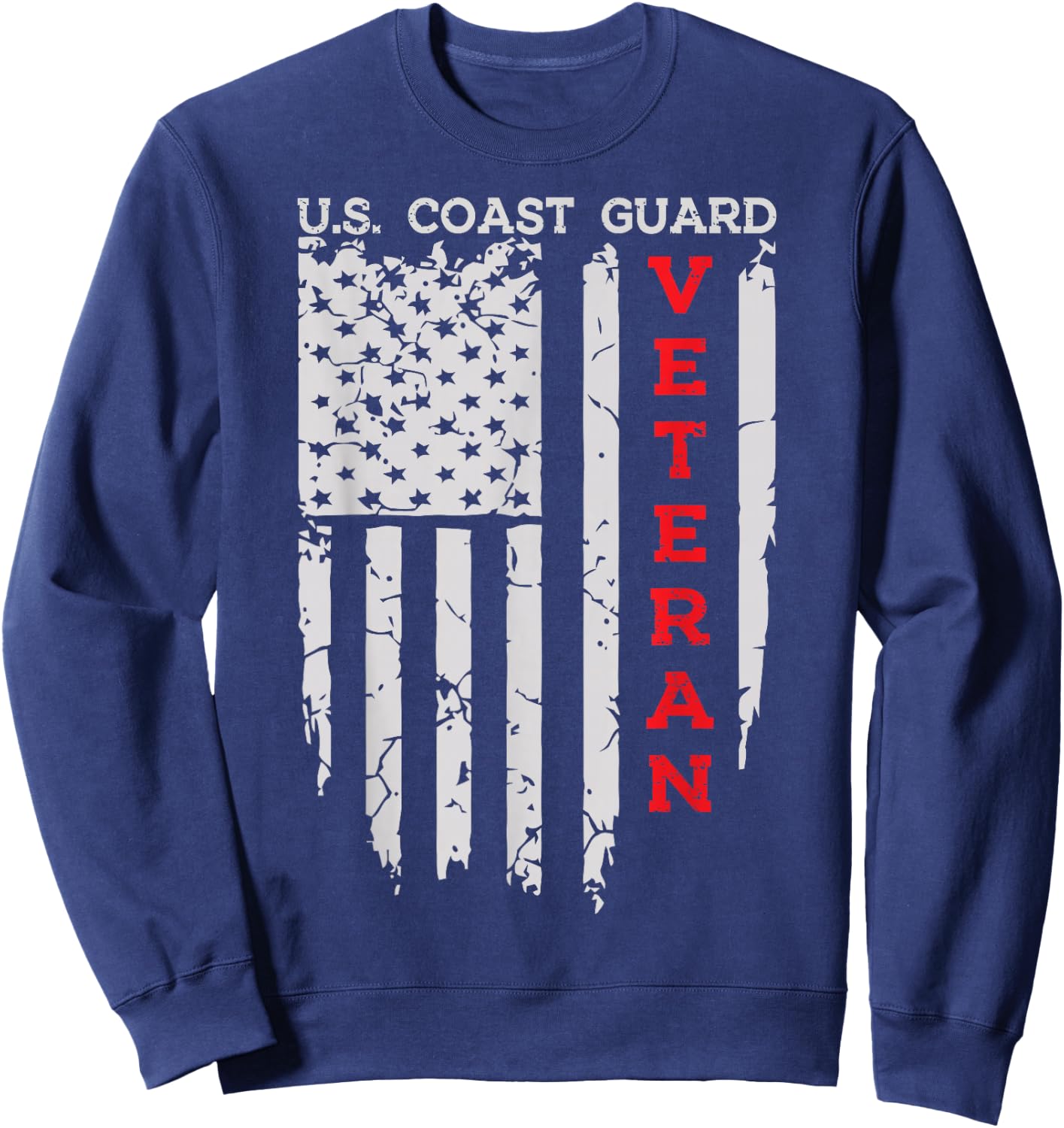 US Coast Guard Veteran USCG American Flag Sweatshirt - Sweatshirt | Navy