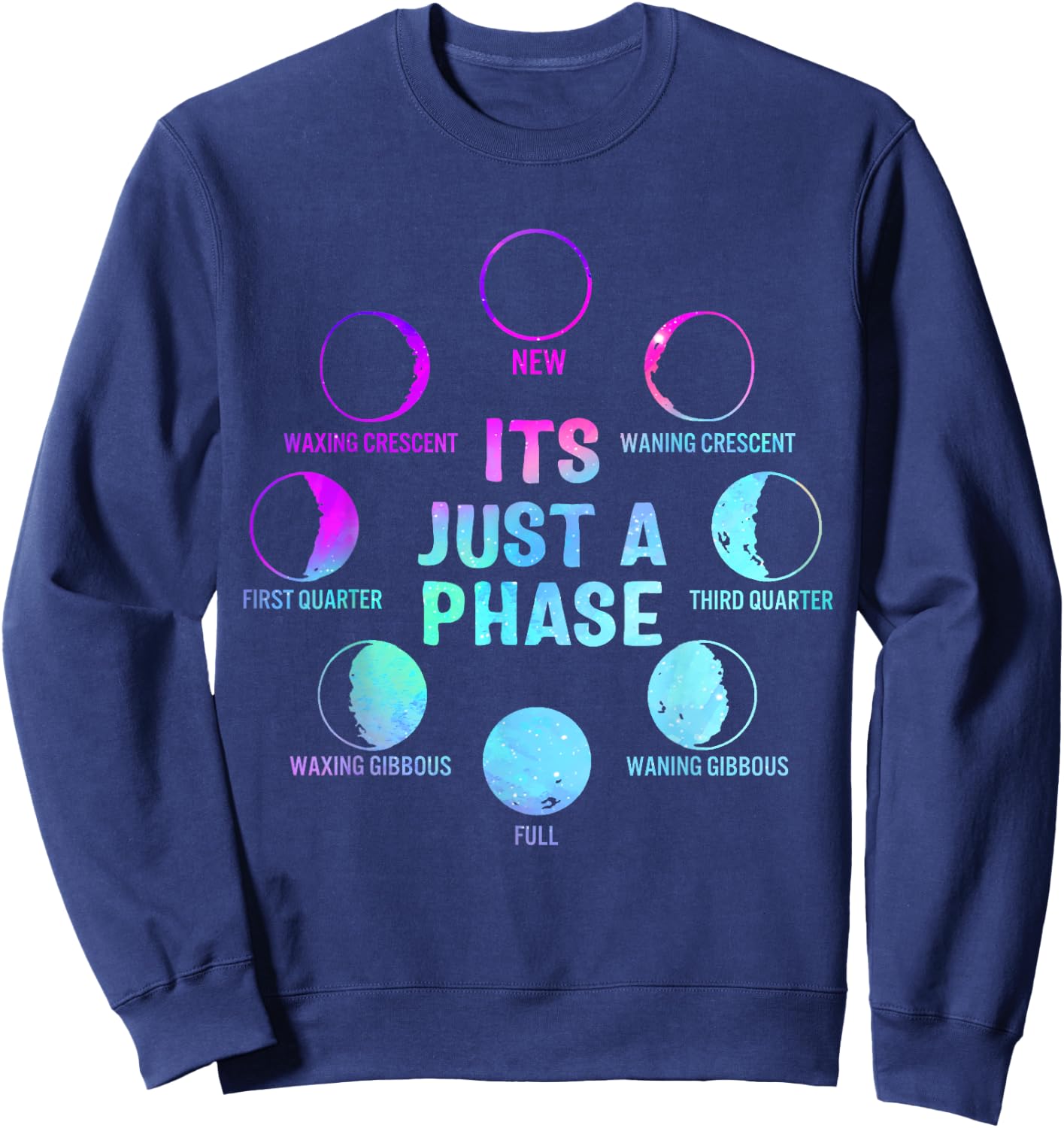It's Just A Phase Celestial Moon Lunar Cycle Astronomy Kids Sweatshirt - Sweatshirt | Navy
