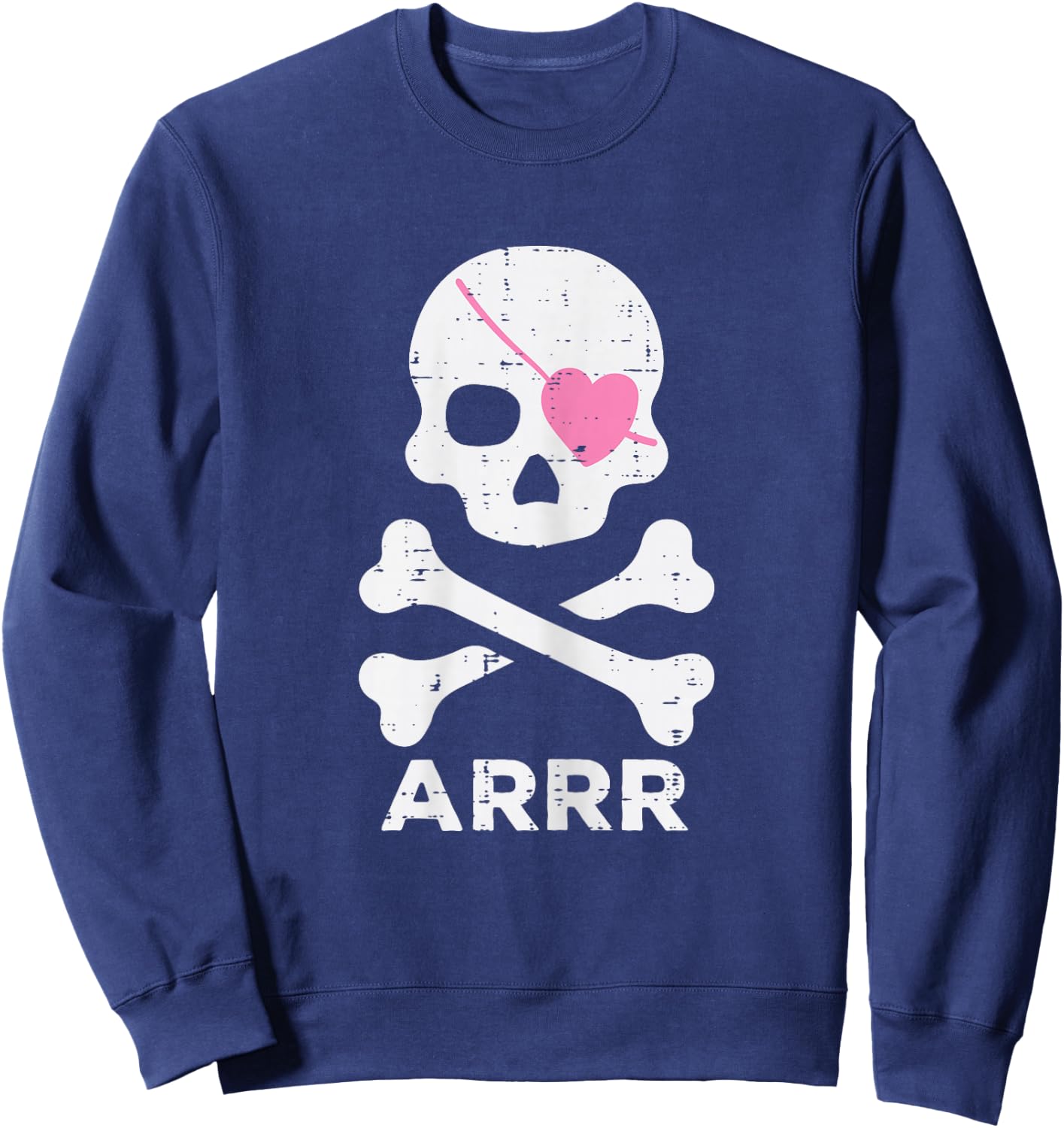 Arrr Pirate Heart Eyepatch Halloween Women Toddler Girl Kids Sweatshirt - Sweatshirt | Navy