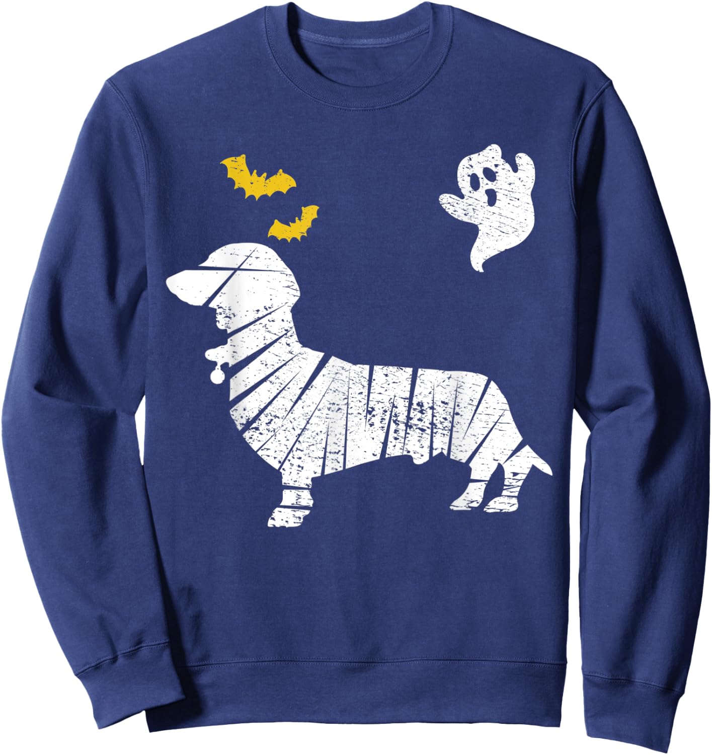 Dachshund Wiener Halloween Mummy Bat Ghost Vintage Sweatshirt - Sweatshirt | Navy