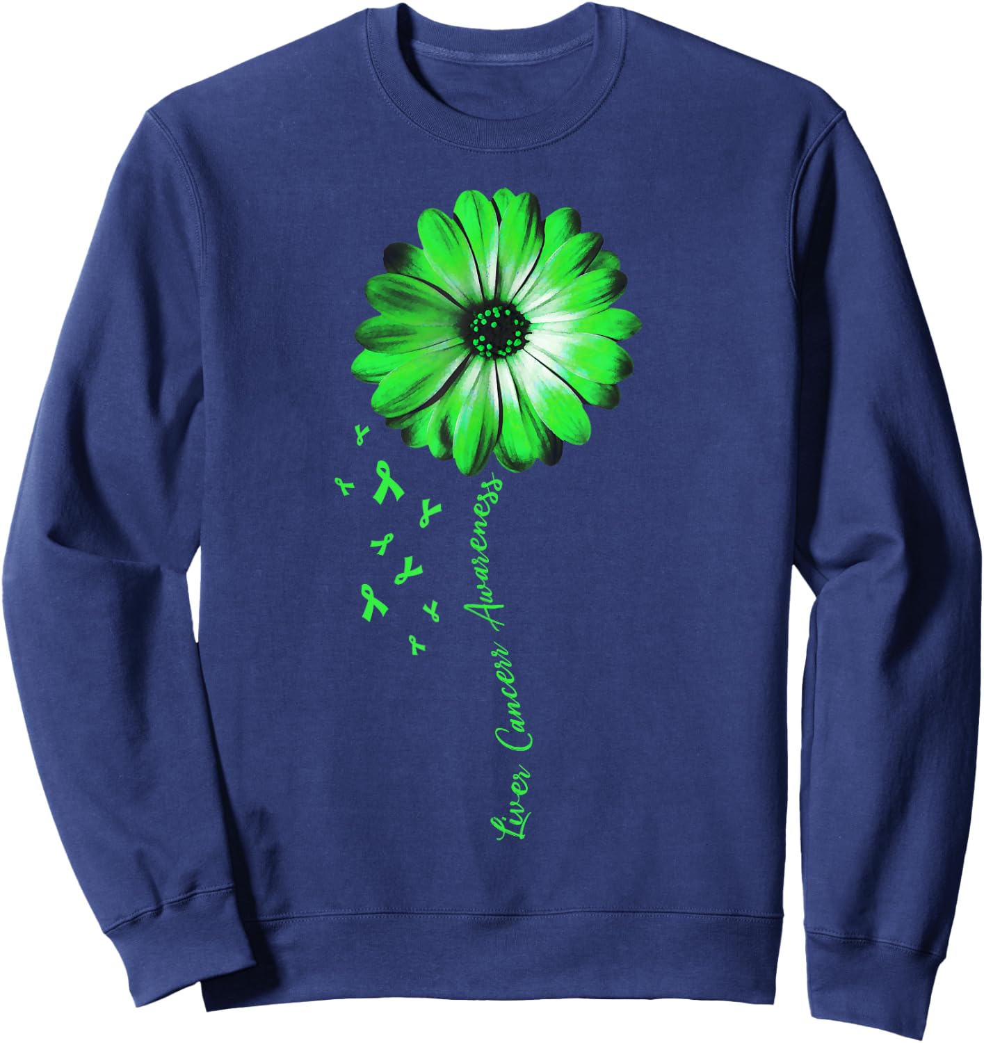 Daisy Flower Liver Cancer Awareness Gifts Sweatshirt - Sweatshirt | Navy