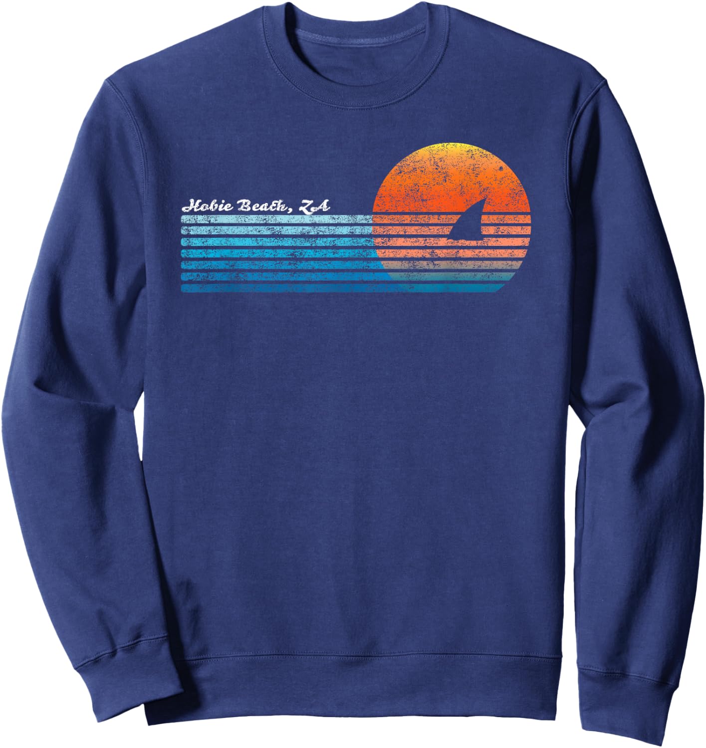 Vintage Hobie Beach Retro 80s Shark Fin Sunset Sweatshirt - Sweatshirt | Navy
