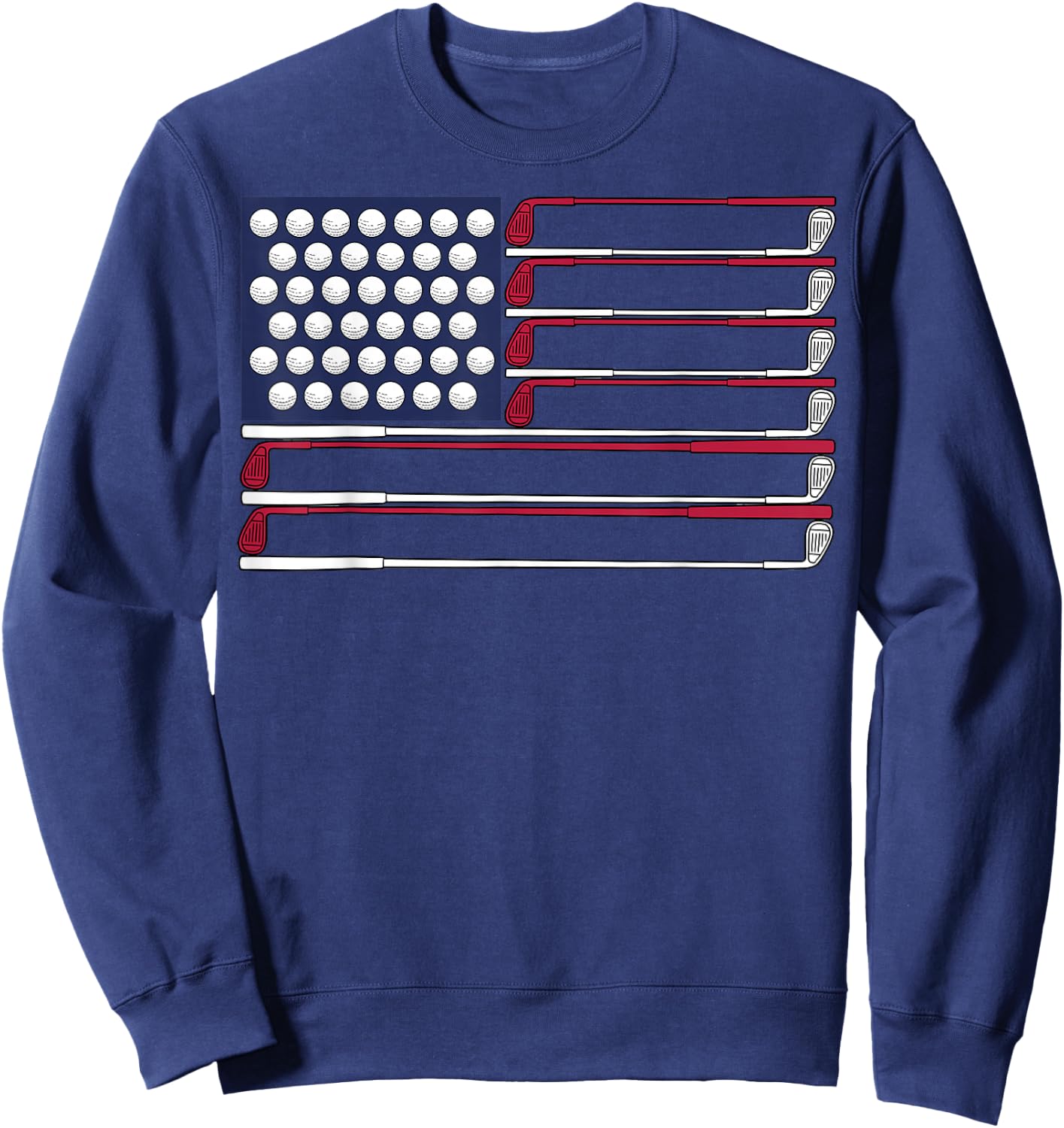 Patriotic Golf American 4th of July Golf Clubs American Flag Sweatshirt - Sweatshirt | Navy