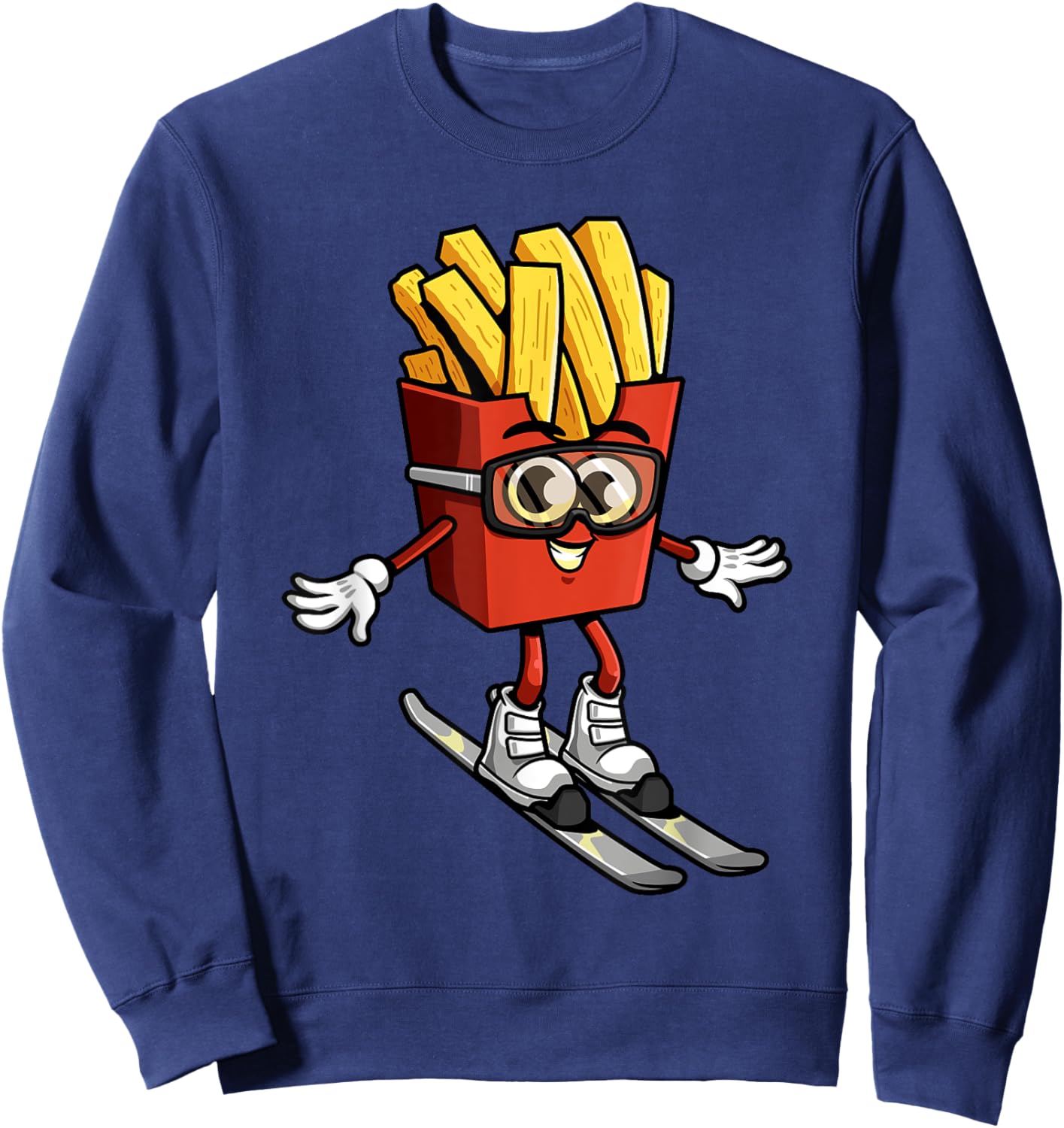 Funny French Fry Ski Potato Fries Skiing Instructor Outfit Sweatshirt - Sweatshirt | Navy