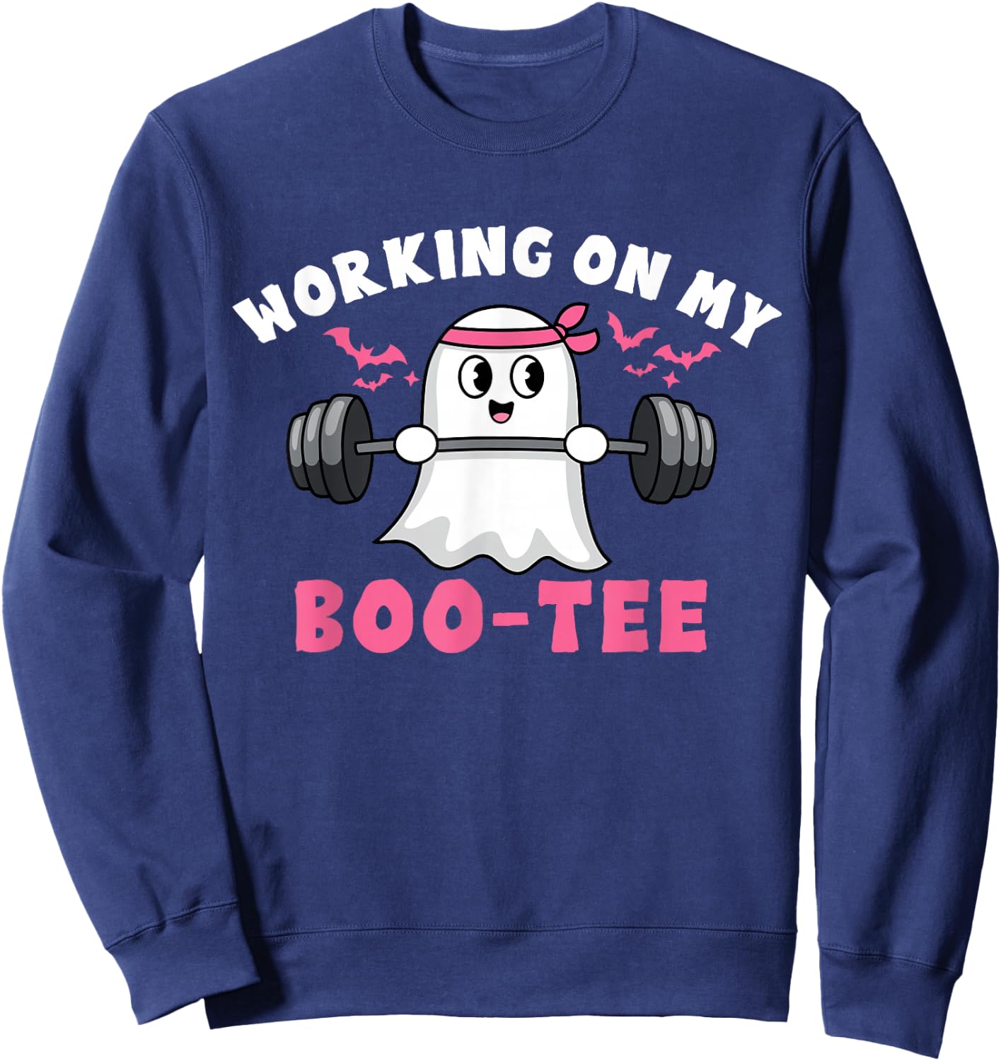 Working on My Boo Halloween Dead Lift Ghost Gym Sweatshirt - Sweatshirt | Navy