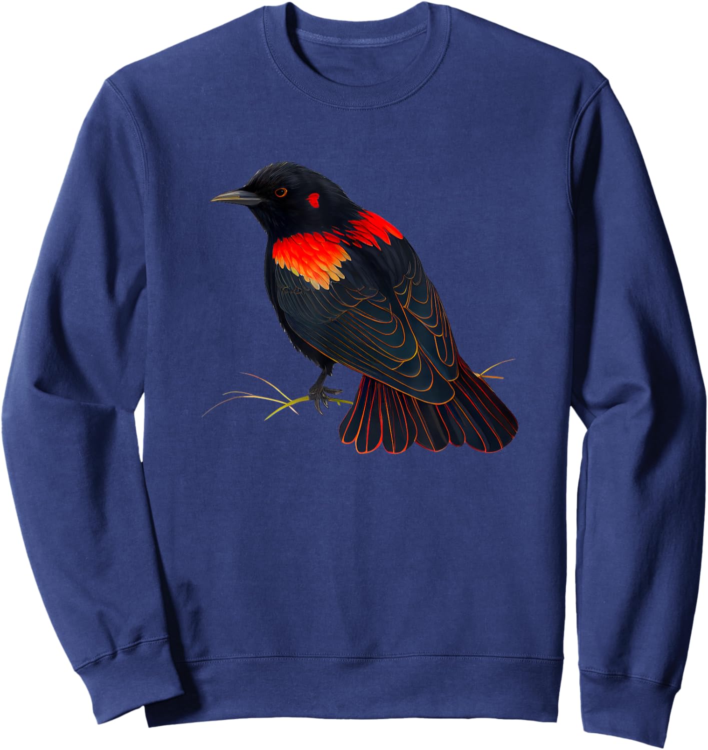 Red-Winged Blackbird Flying Red Winged Blackbird Sweatshirt - Sweatshirt | Navy