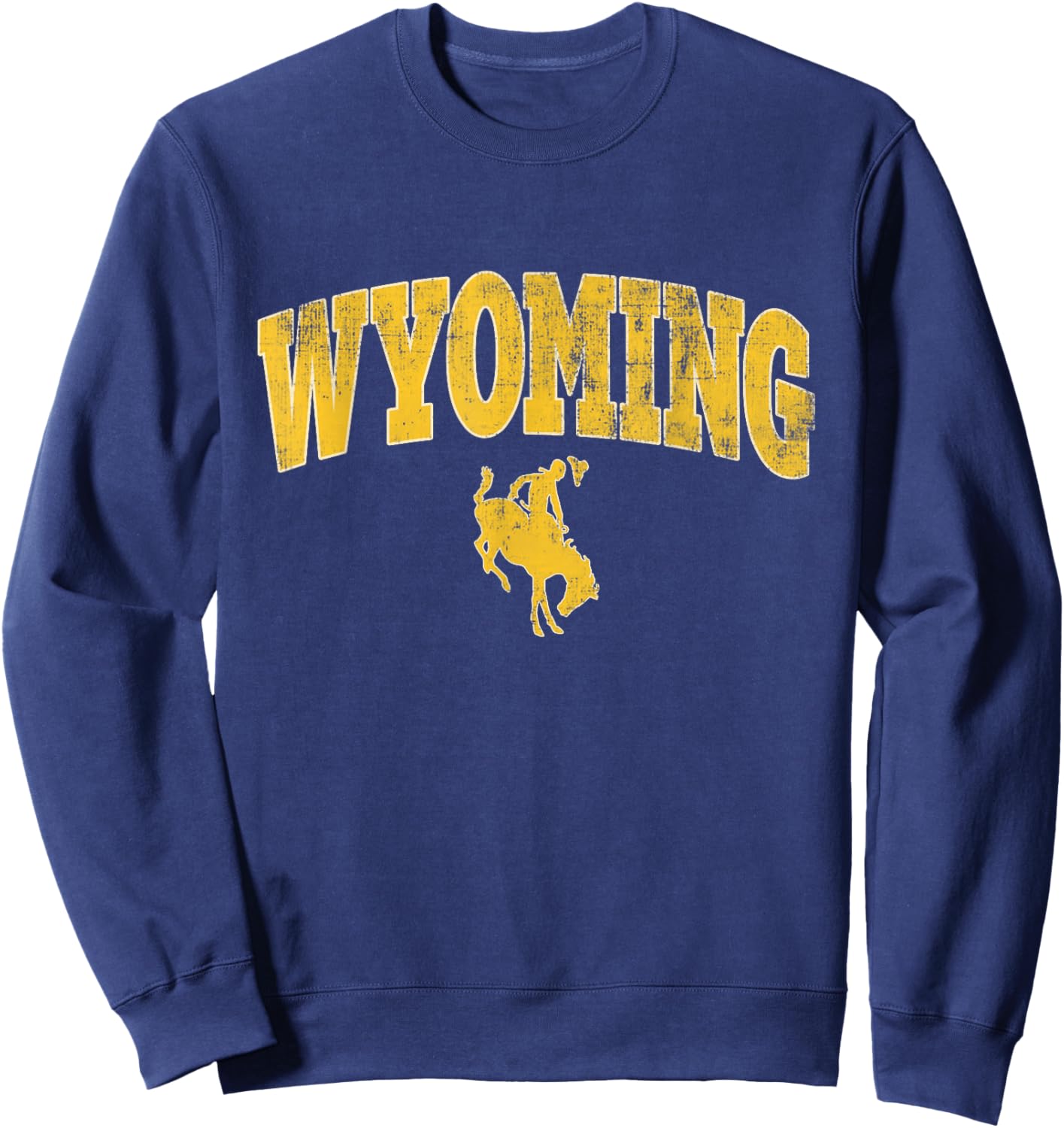 Wyoming Funny Retro Cowboy Riding A Bucking Horse Sweatshirt - Sweatshirt | Navy