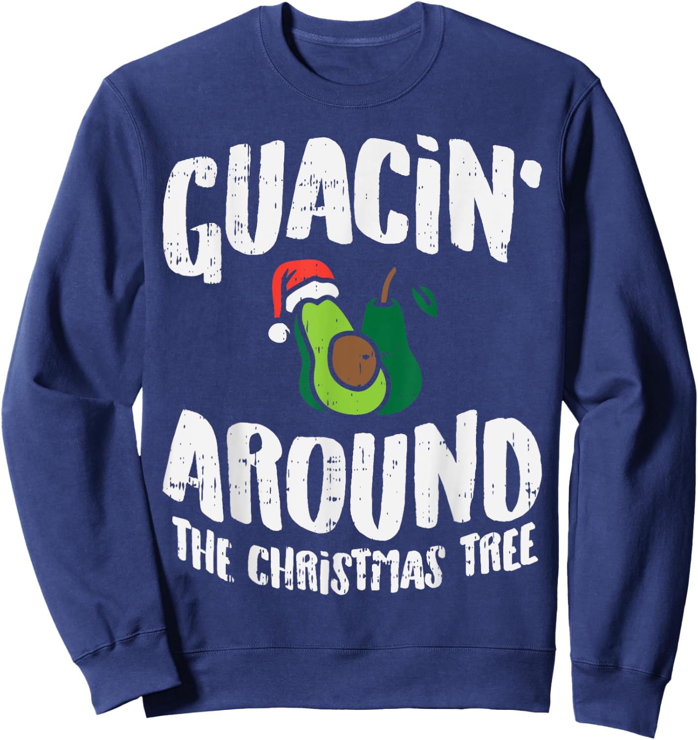 BoredKoalas Christmas Shirts Holiday Xmas Gifts Guacin Around The Christmas Tree Funny Mexican Navidad Gift -Adults Black Small Sweatshirt - Sweatshirt | Navy
