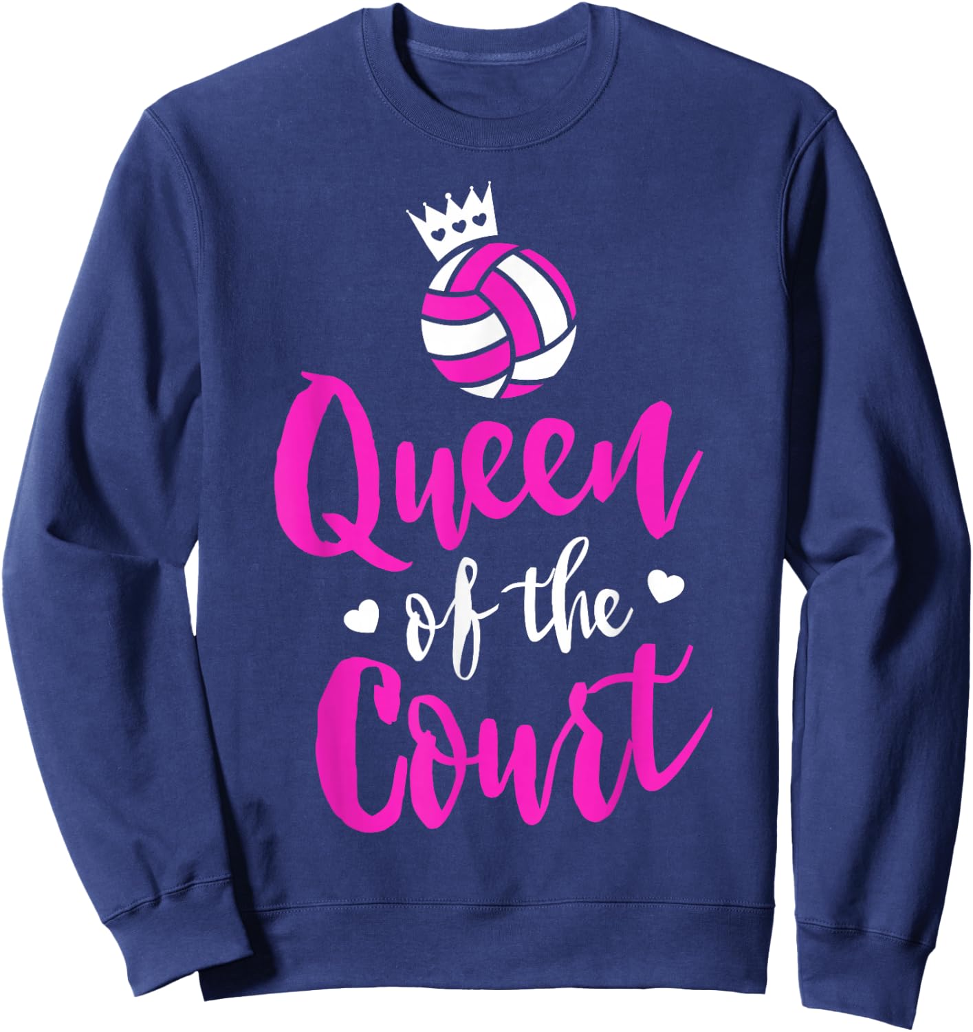 Volleyball Queen Shirt for Girls Cute Player Coach Gift Sweatshirt - Sweatshirt | Navy