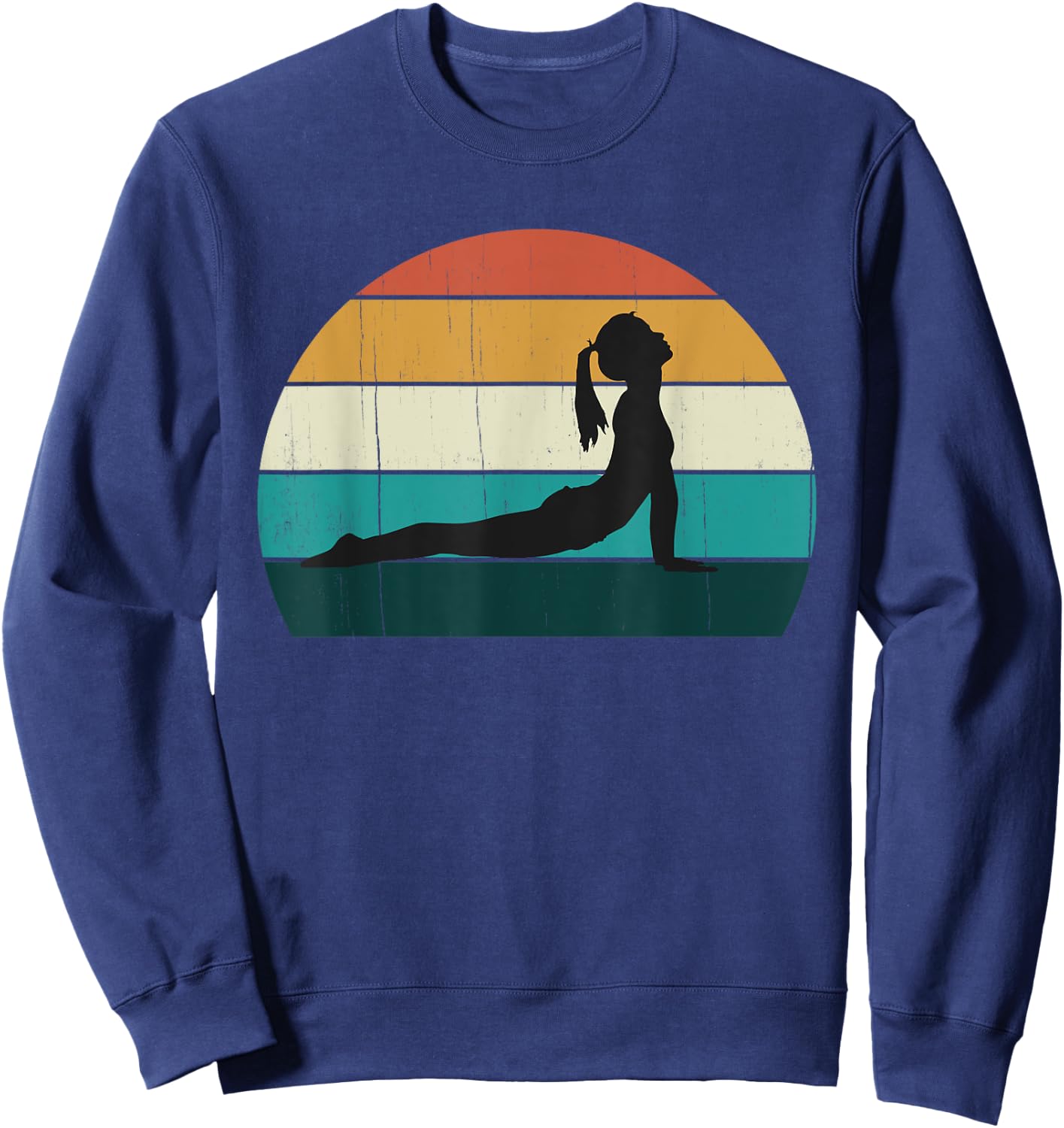 Retro Yoga Pose: Vintage Mind Meditation / Body Workout Gift Sweatshirt - Sweatshirt | Navy