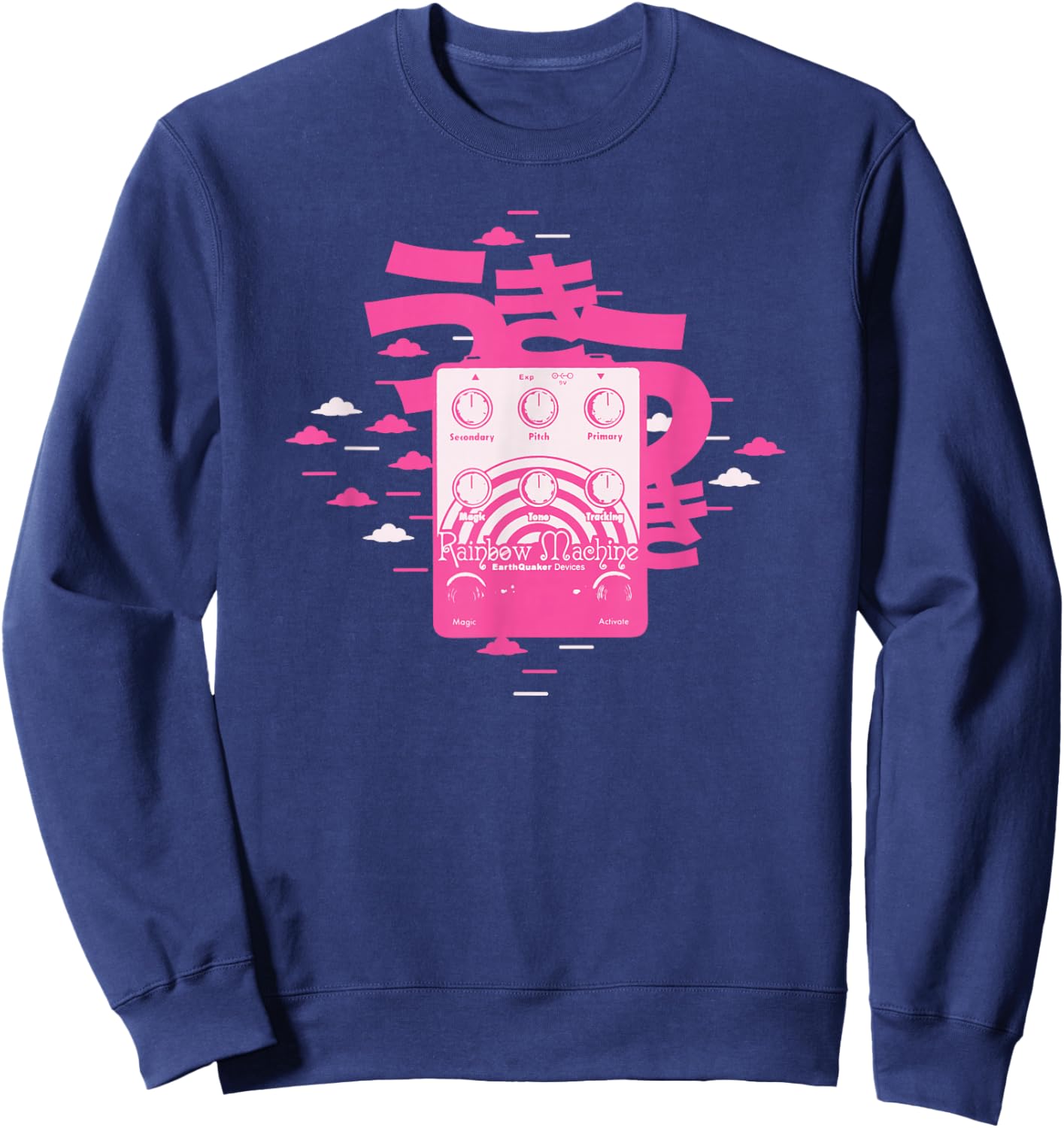 Uki Uki + Rainbow Machine :: Music, Guitar Pedal, Creativity Sweatshirt - Sweatshirt | Navy
