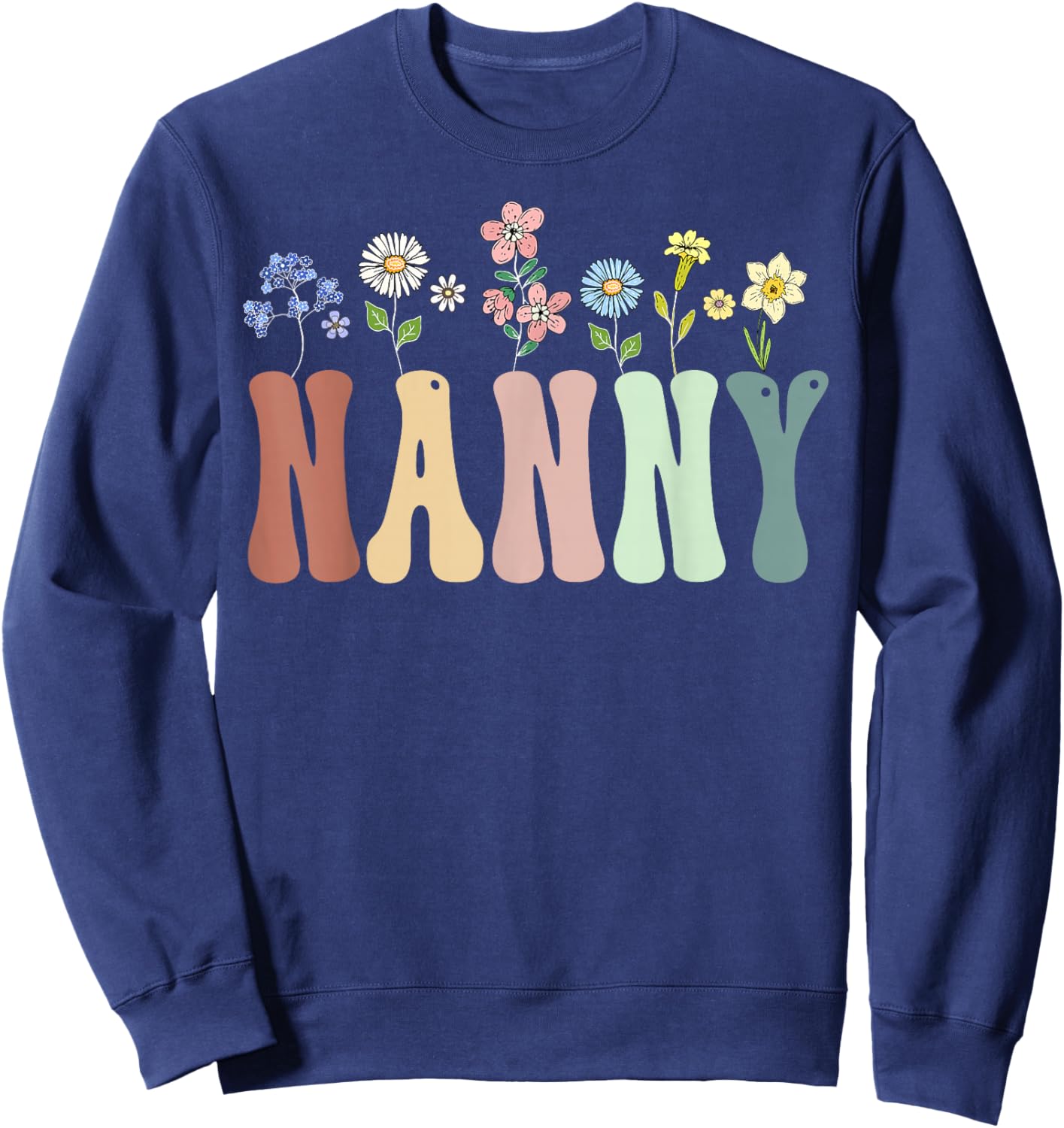 Nanny Gifts Women Wildflower Floral Design Nanny Sweatshirt - Sweatshirt | Navy