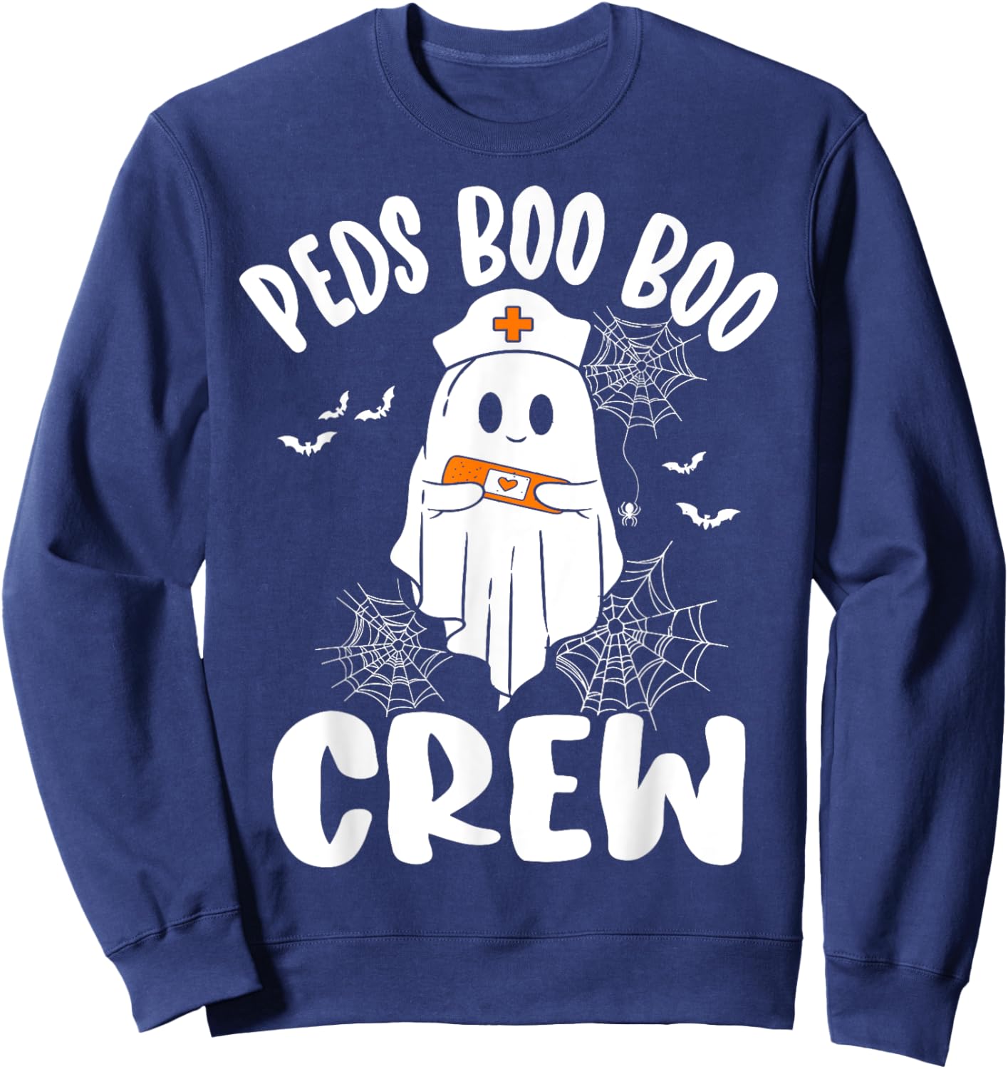 Peds Nurse Boo Crew Nurse Ghost Funny Halloween Sweatshirt - Sweatshirt | Navy