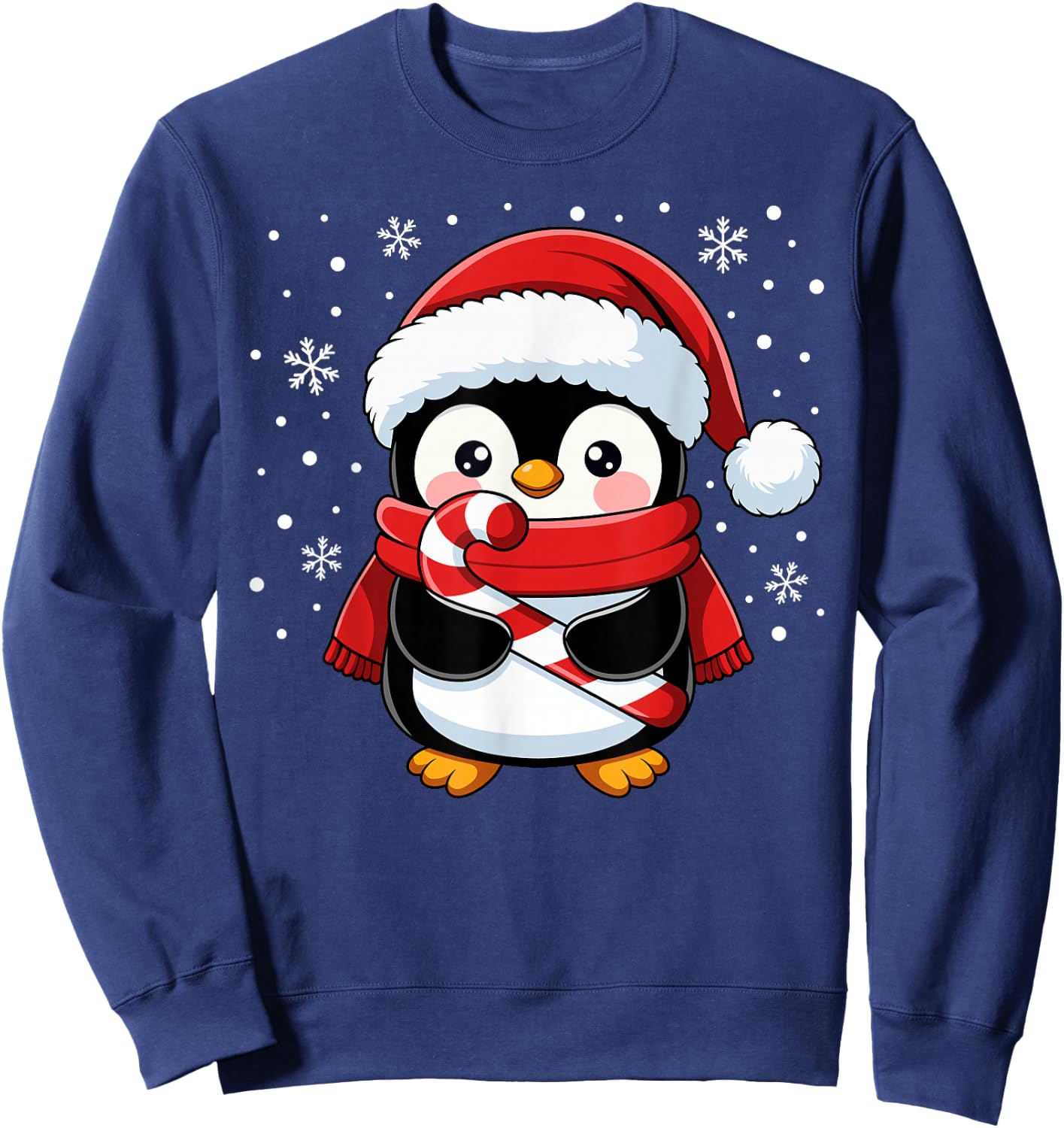 Penguin Christmas Candy Cane Winter Toddler Girl Boy Women Sweatshirt - Sweatshirt | Navy