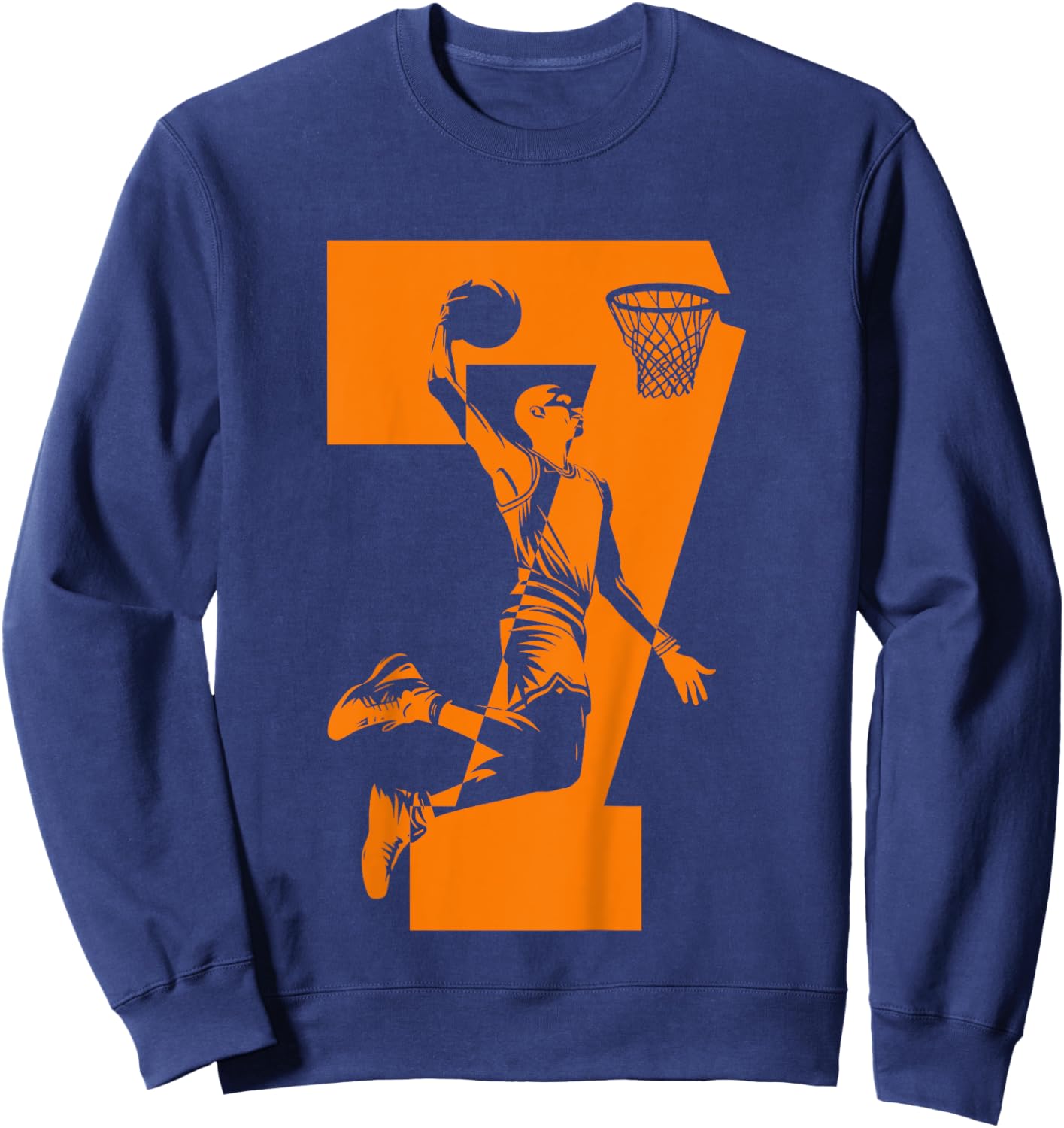 Kids NUMBER 7 BASKETBALL 7TH BIRTHDAY Sweatshirt - Sweatshirt | Navy