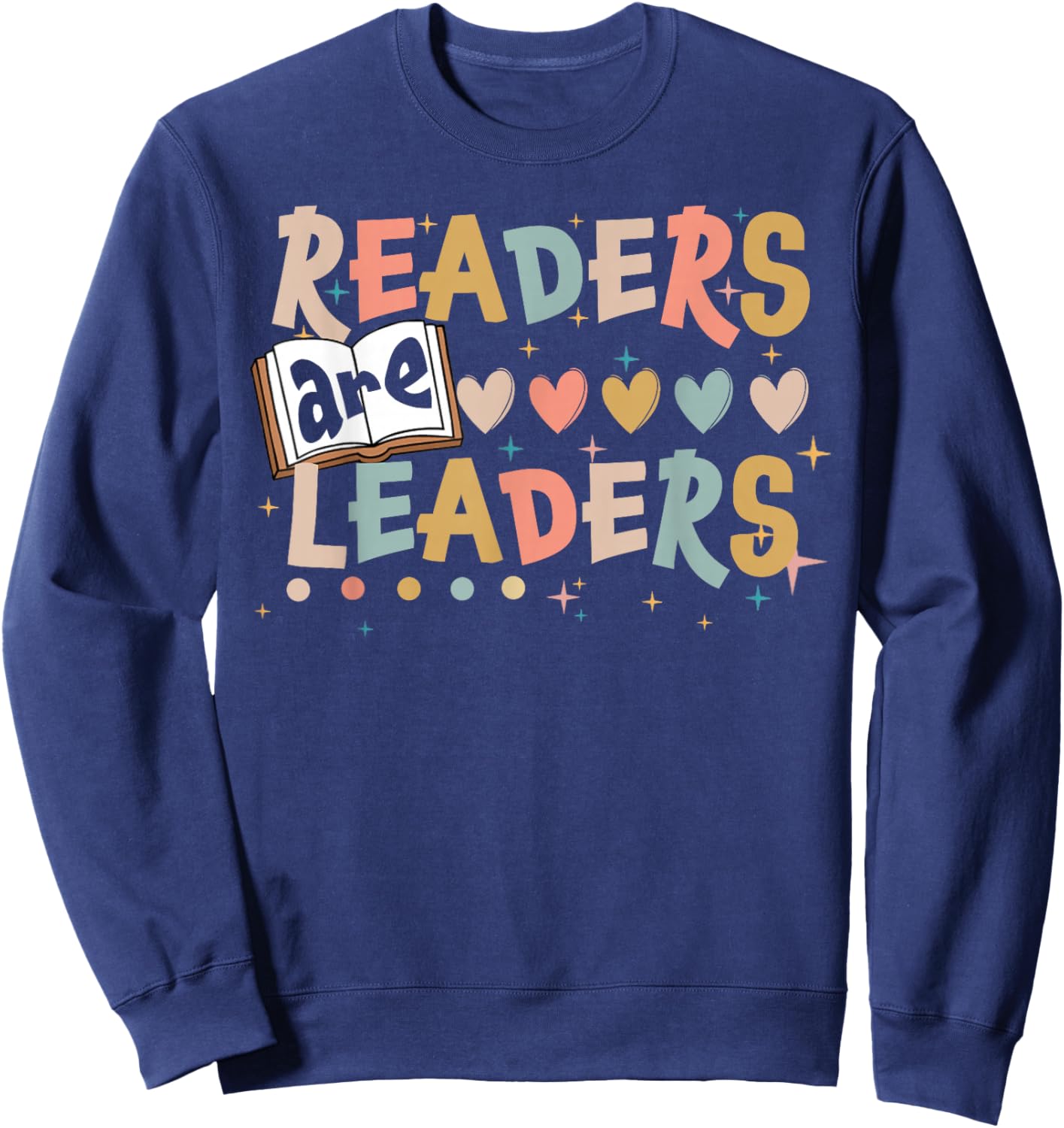 Retro Readers Are Leaders Cute Heart Back To School Sweatshirt - Sweatshirt | Navy