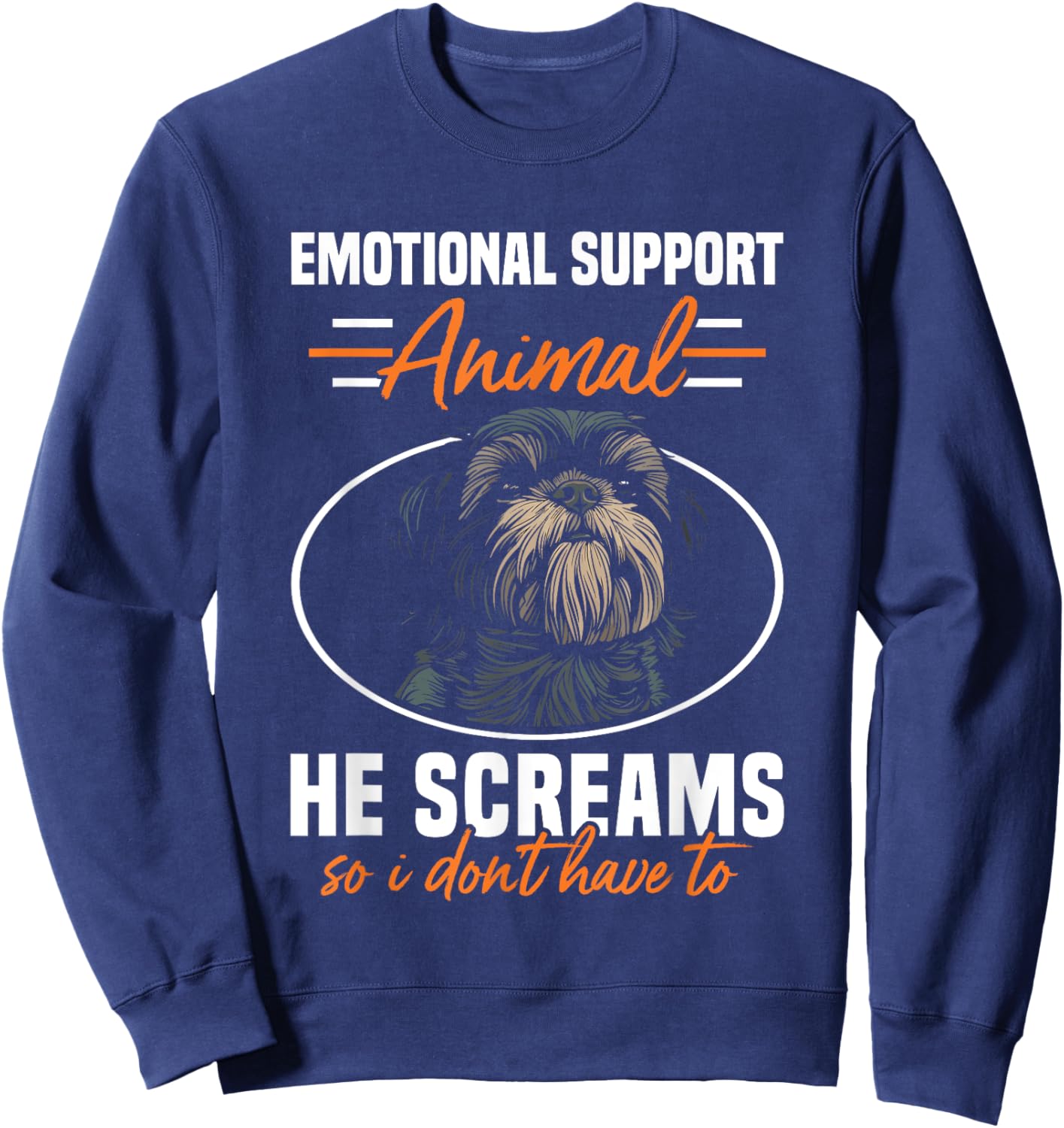 Emotional Support Animal Dog Breed Shih Tzu Dog Lover Sweatshirt - Sweatshirt | Navy