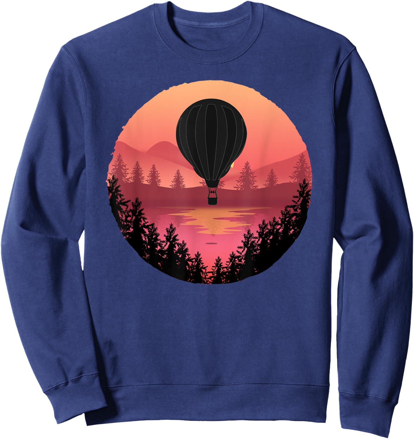 Pretty Flying Hot Air Balloon: Cool Sunset Ballooning Lovers Sweatshirt - Sweatshirt | Navy
