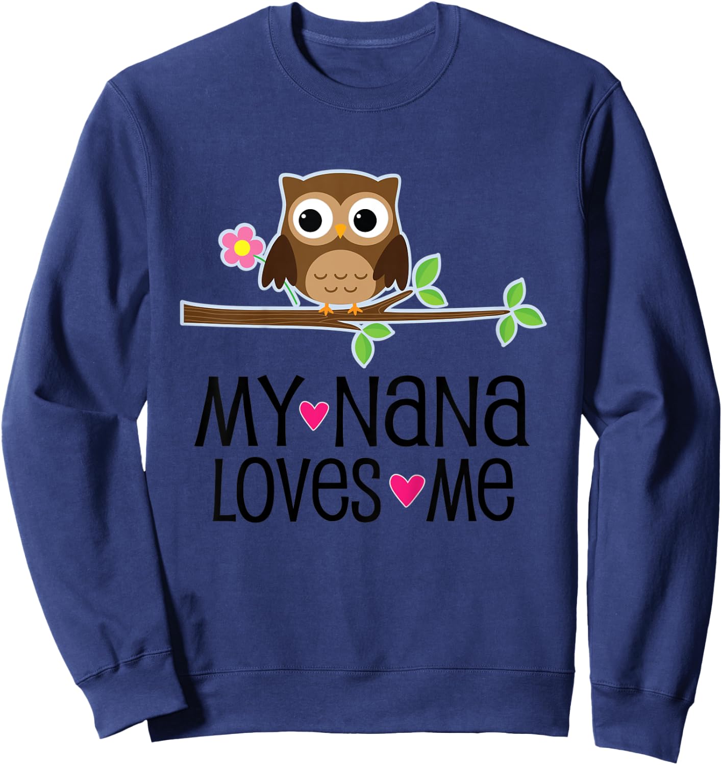 Kids Nana Loves Me Grandchild Owl Sweatshirt - Sweatshirt | Navy