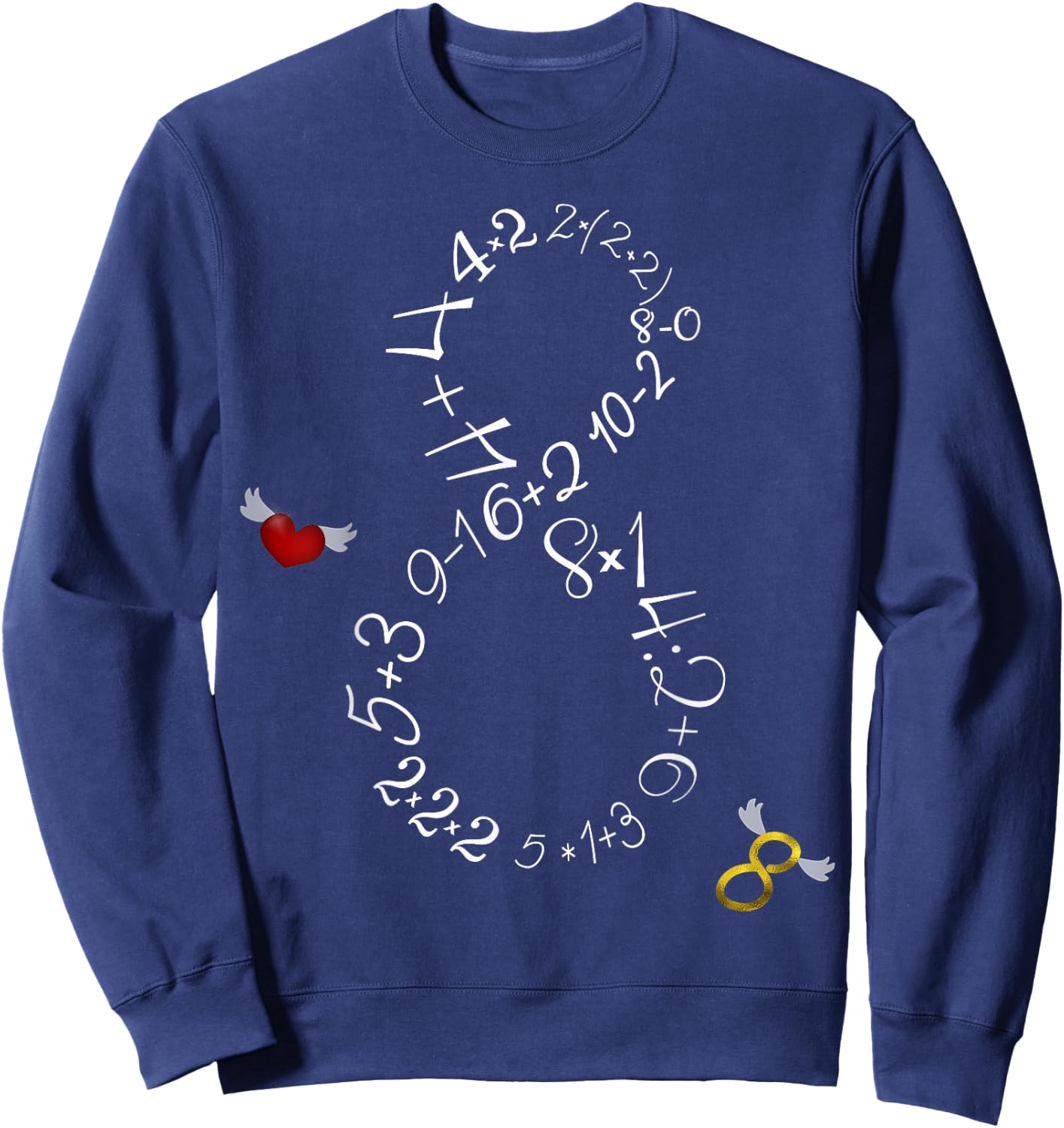 8 - Funny Math 8 Year Old Vintage 2017 8th Birthday Gift Sweatshirt - Sweatshirt | Navy