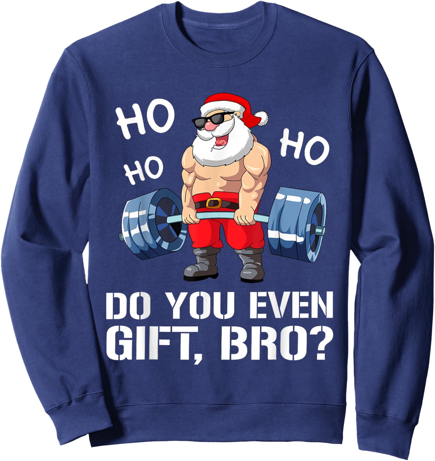 Funny Gym Fitness Santa Claus Man Woman Christmas Sweatshirt - Sweatshirt | Navy